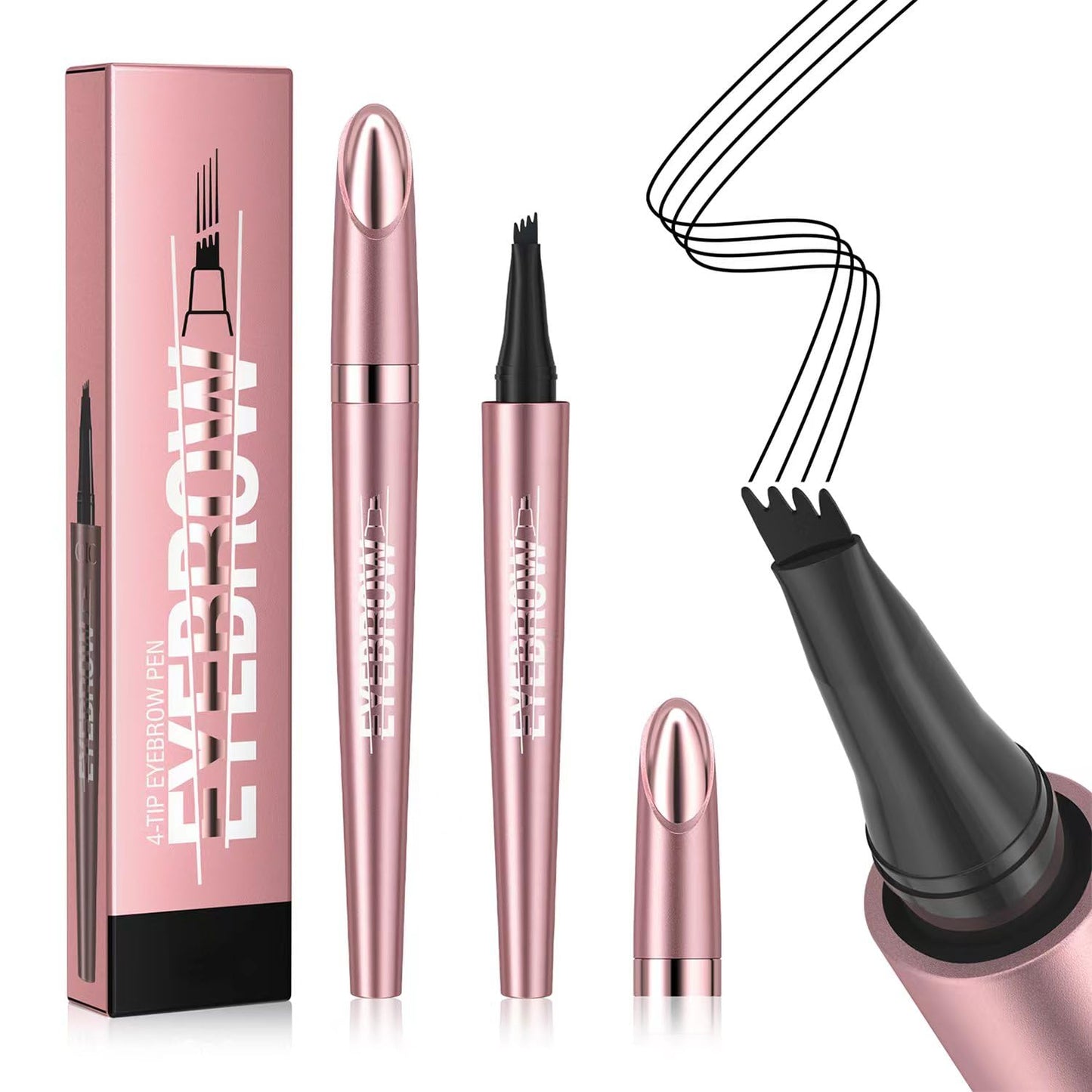 Eyebrow Pencil,3D Microblading Eyebrow Tattoo Pencil 4 Fork Tip,Eye Makeup Long-Lasting Waterproof & Smudge-Proof Natural Eyebrow Hair Eyebrow Pencil (2#Red-Brown)