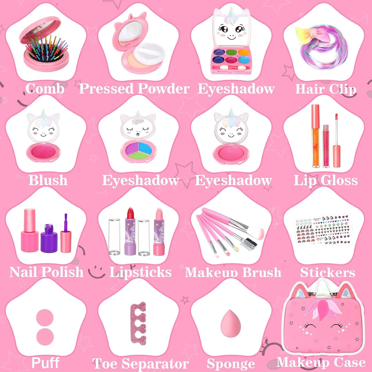 Kids Washable Makeup Girls Toys - Girls Makeup Kit for Kids Make up Set Real Makeup for Kid Little Girls Toddlers Children Princess Christmas Birthday Gifts Toys for 3 4 5 6 7 8 9 10 Year Old Girls