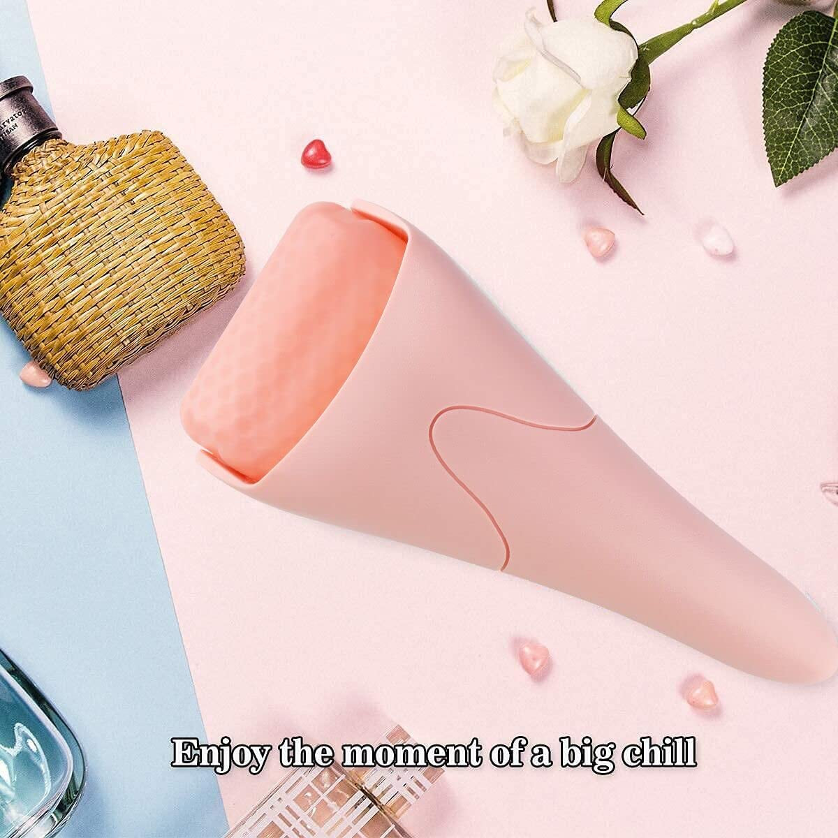 Ice Roller for Face,Eyes,Women Gifts Idea,Therapeutic Cooling to Tighten Brighten Complexion and Reduce Wrinkles,Massager under Eye Puffiness,Migraine and Pain Relidf (Pink)