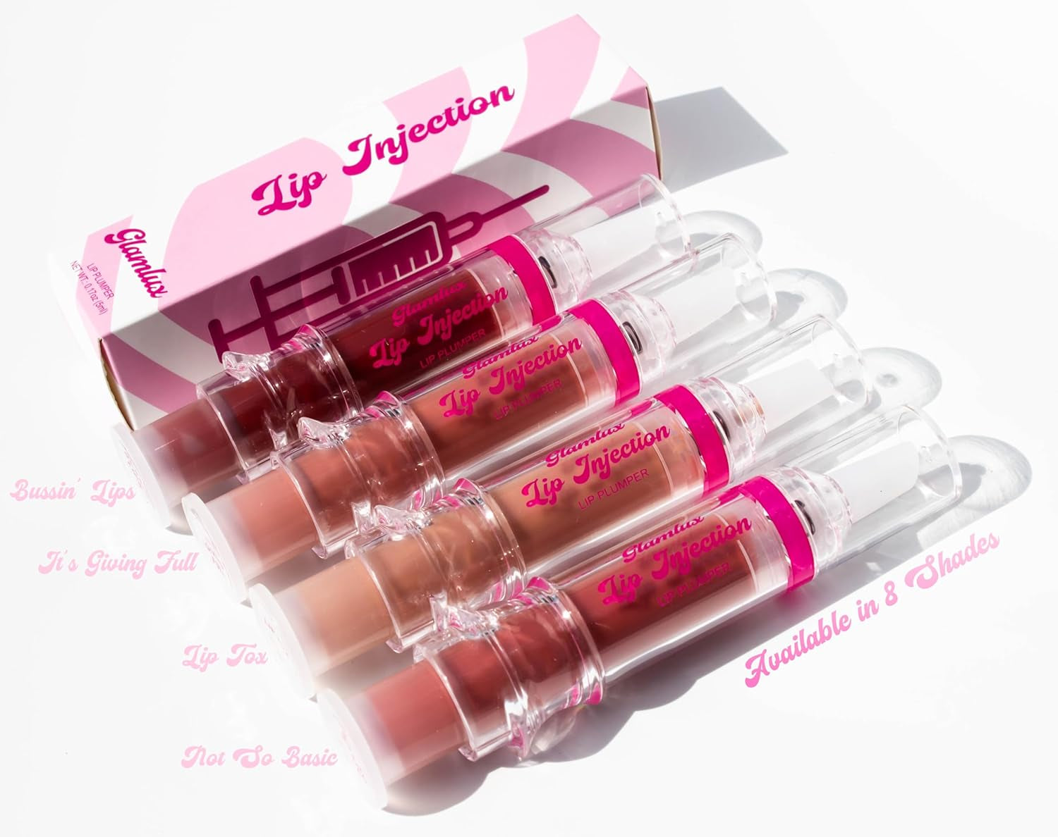 Lip Injection Fake a Lip Flip! (Not so Basic) Plumping Gloss, Lip Plumping Booster Syringe Fuller Lips Instantly, Natural Lip Enhancer, Ultra Hydrating, Volumizes, Plump & Pout Girls & Women