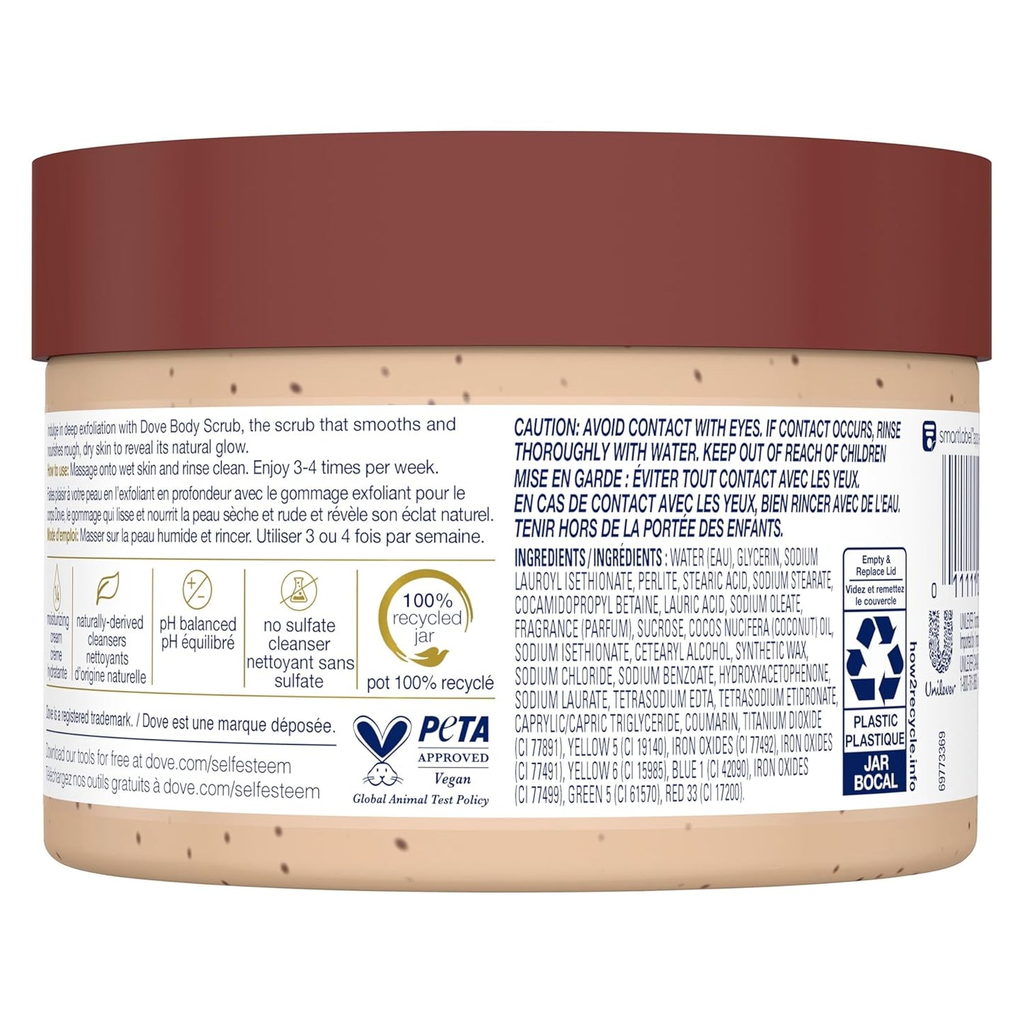 Dove Scrub Brown Sugar & Coconut Butter for Silky Smooth Skin Body Scrub Exfoliates & Restores Skin'S Natural Nutrients 10.5 Oz