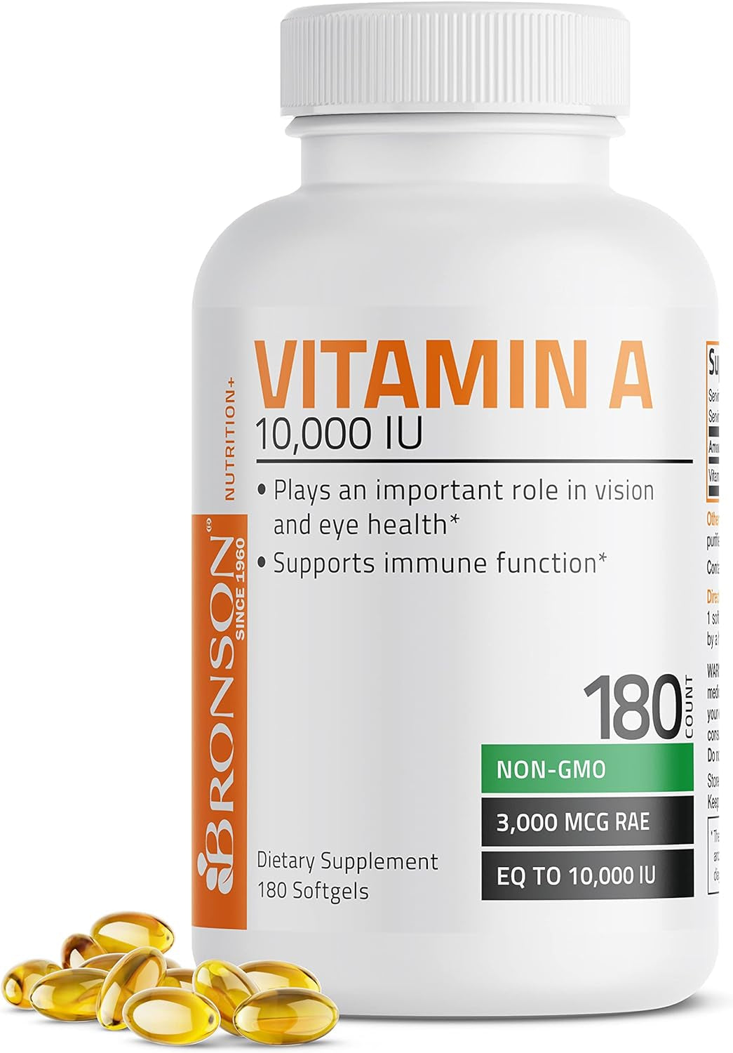Bronson Vitamin a 10,000 IU Premium Non-Gmo Formula Supports Healthy Vision & Immune System and Healthy Growth & Reproduction, 250 Softgels