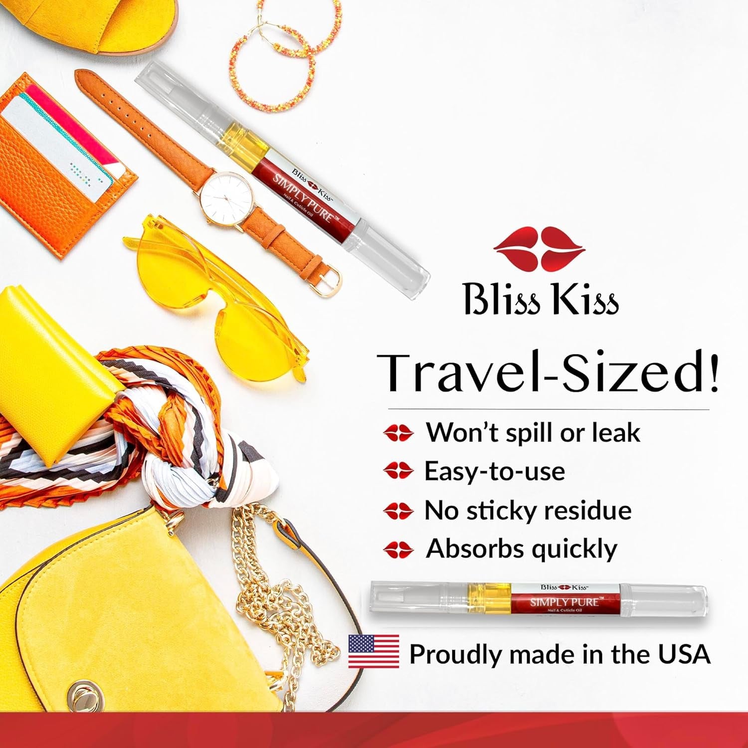 Bliss Kiss | 1 Fragrance Free | Nail Oil Cuticle Pen W/Vitamin E & Jojoba⏤Nail Strengthener Nail Growth Serum for Brittle Peeling Breaking Thin Nails