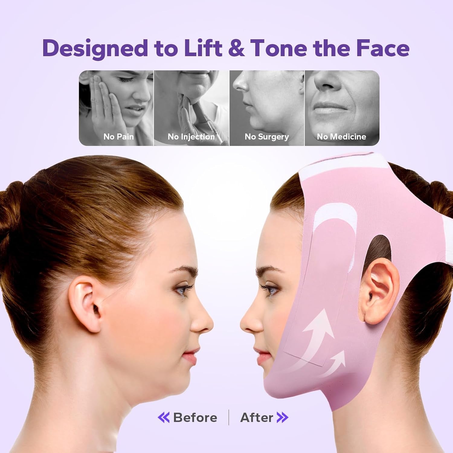 V-Line Lifting Chinstrap, V-Line Mask, Chinstrap for Sleeping, Reusable Face Strap, Chin up Patch, V-Shaped Belt, Shaped Face Mask for Sagging
