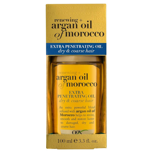 OGX Extra Strength Argan Oil Hair Treatment, 3.3 Fl Oz - Deep Moisturizing Serum for Dry, Damaged & Coarse Hair, Paraben & Sulfate-Free