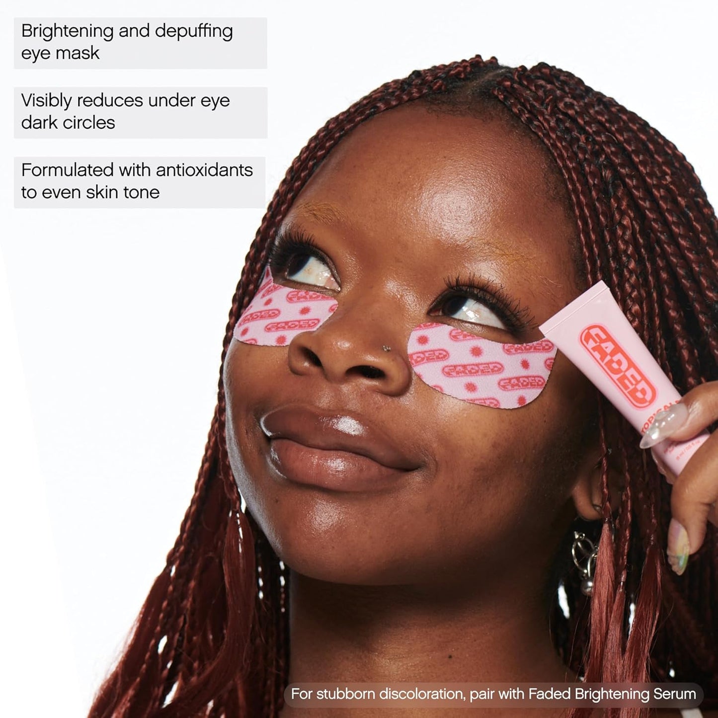 Topicals Faded Brightening under Eye Masks | Patches to Depuff, Hydrate, Brighten and Cool | Reduce Dark Circles and Fine Lines | Contains Kojic Acid, Caffeine and Niacinamide (Set of 6)