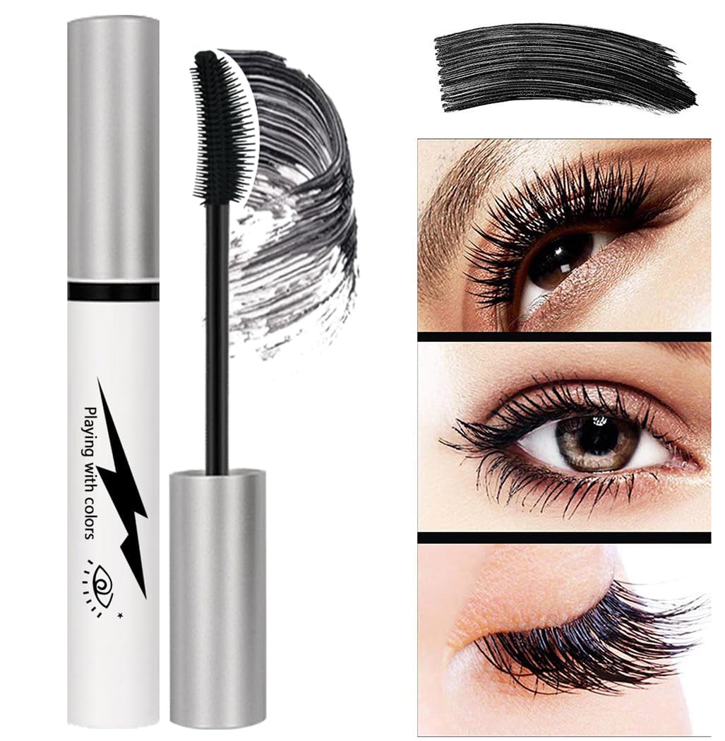 3 Different Silk Fiber Mascara,With Eyebrow Pencil,Eyebrow Brush Natural Waterproof Smudge-Proof,All Day Exquisitely Long, Smudge-Proof Eyelashes (Brown, Black)