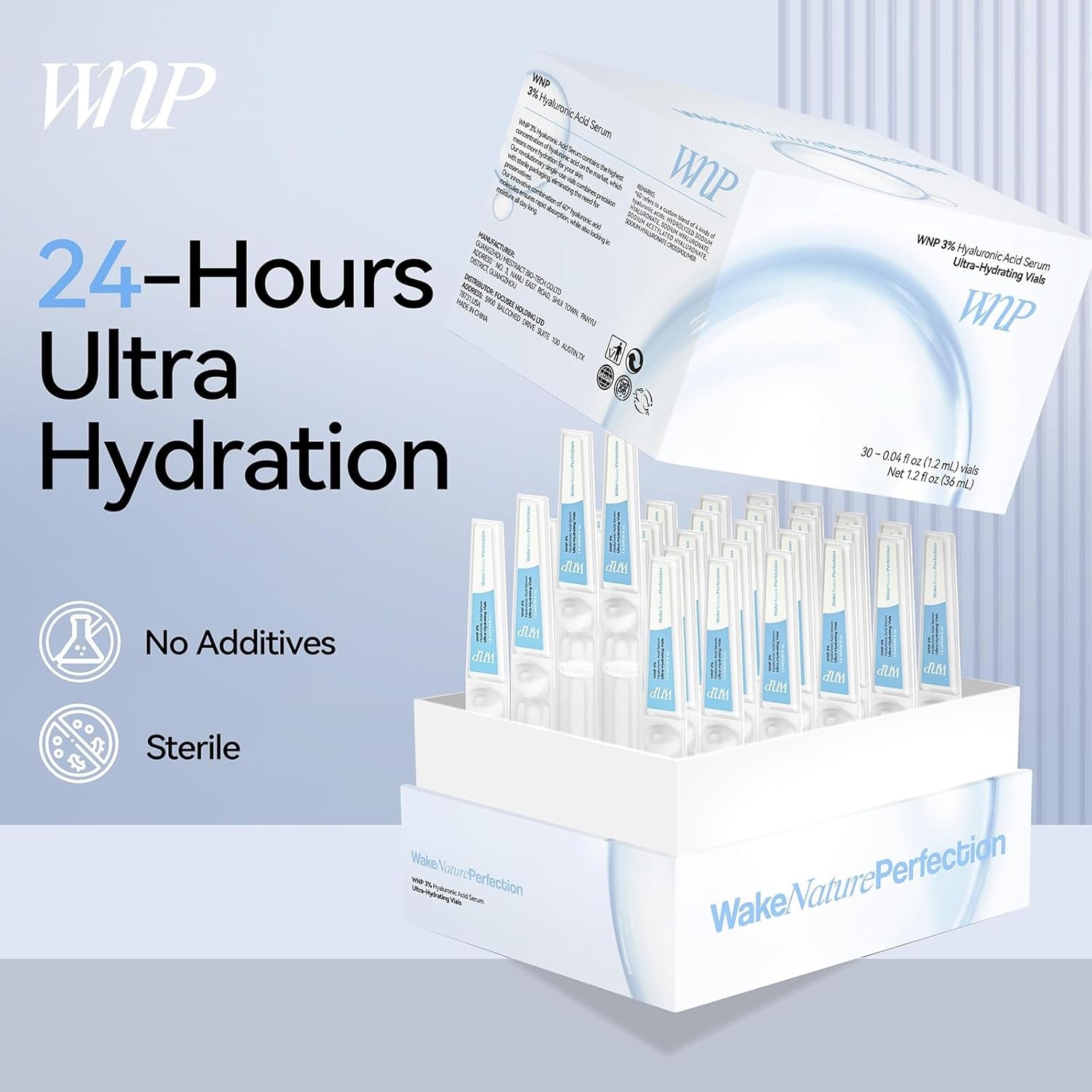 Ultra-Hydrating Serum 3% Hyaluronic Acid Skin Repair|Pre-Makeup Skincare|Anti-Aging Serum for Face Single-Use Vials Skincare|Hyaluronic Acid Tubes for Sensitive Skin|4D Hyaluronic Acid(1.2 Ml)*30