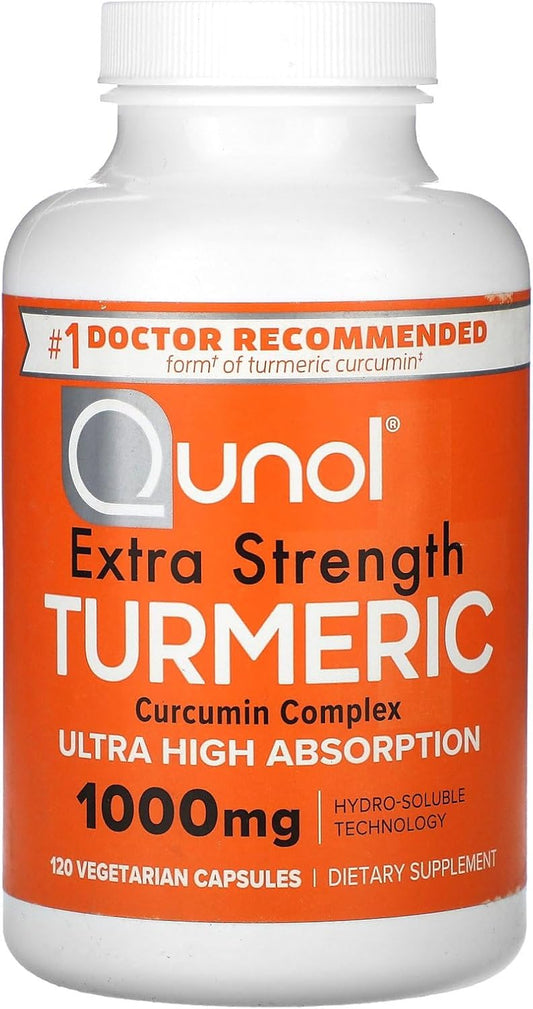Qunol Turmeric Curcumin Supplement, Turmeric 1000Mg with Ultra High Absorption, Joint Support Supplement, Extra Strength Turmeric Capsules, 2 Month Supply, 120 Count (Pack of 1)