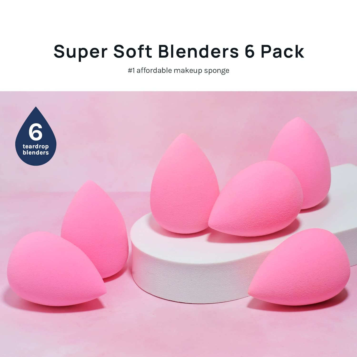 AOA Studio Collection Makeup Sponge Set Latex Free and High-Definition Set of 6 Makeup Wonder Blender for Powder Cream and Liquid, Super Soft Wonder Beauty Cosmetic