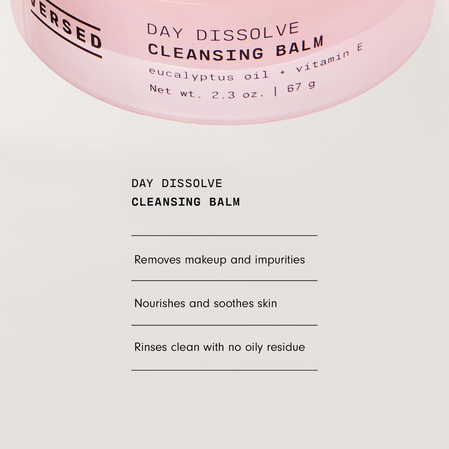 Versed Day Dissolve Cleansing Balm - Makeup Melting Balm Infused with Vitamin E + Eucalyptus Oil to Calm Skin - Oil Based Double Cleanser with Avocado + Jojoba Oil (2.3 Oz)