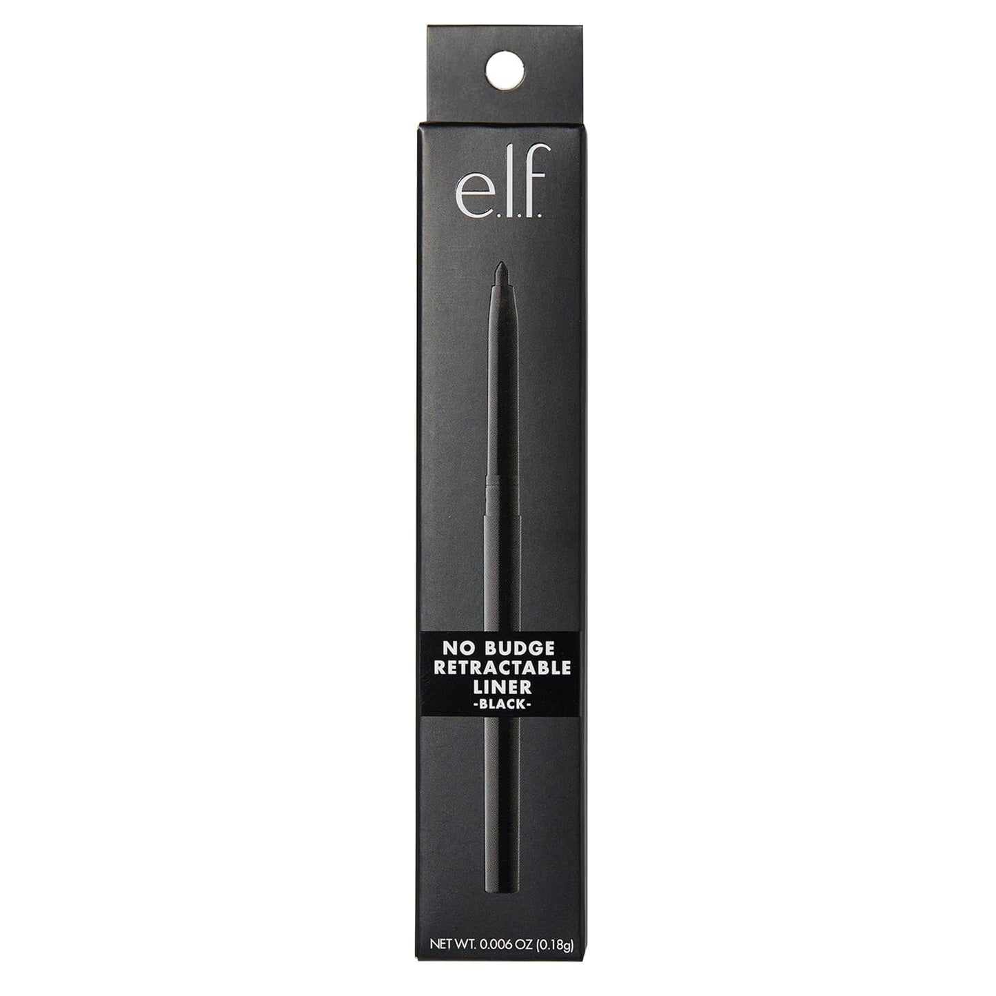 E.L.F. No Budge Retractable Eyeliner, Creamy, Ultra-Pigmented & Waterproof, Creates Bold & Defined Lines, Vegan & Cruelty-Free, Black 0.006 Oz