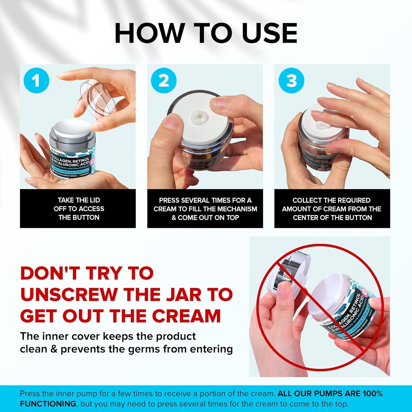 Simplyvital Collagen, Retinol & Hyaluronic Acid Cream - Anti-Aging Face Moisturizer for Face, Neck & Décolleté - Made in USA, Daily Moisturizer Face Cream - 1.7 Fl.Oz.