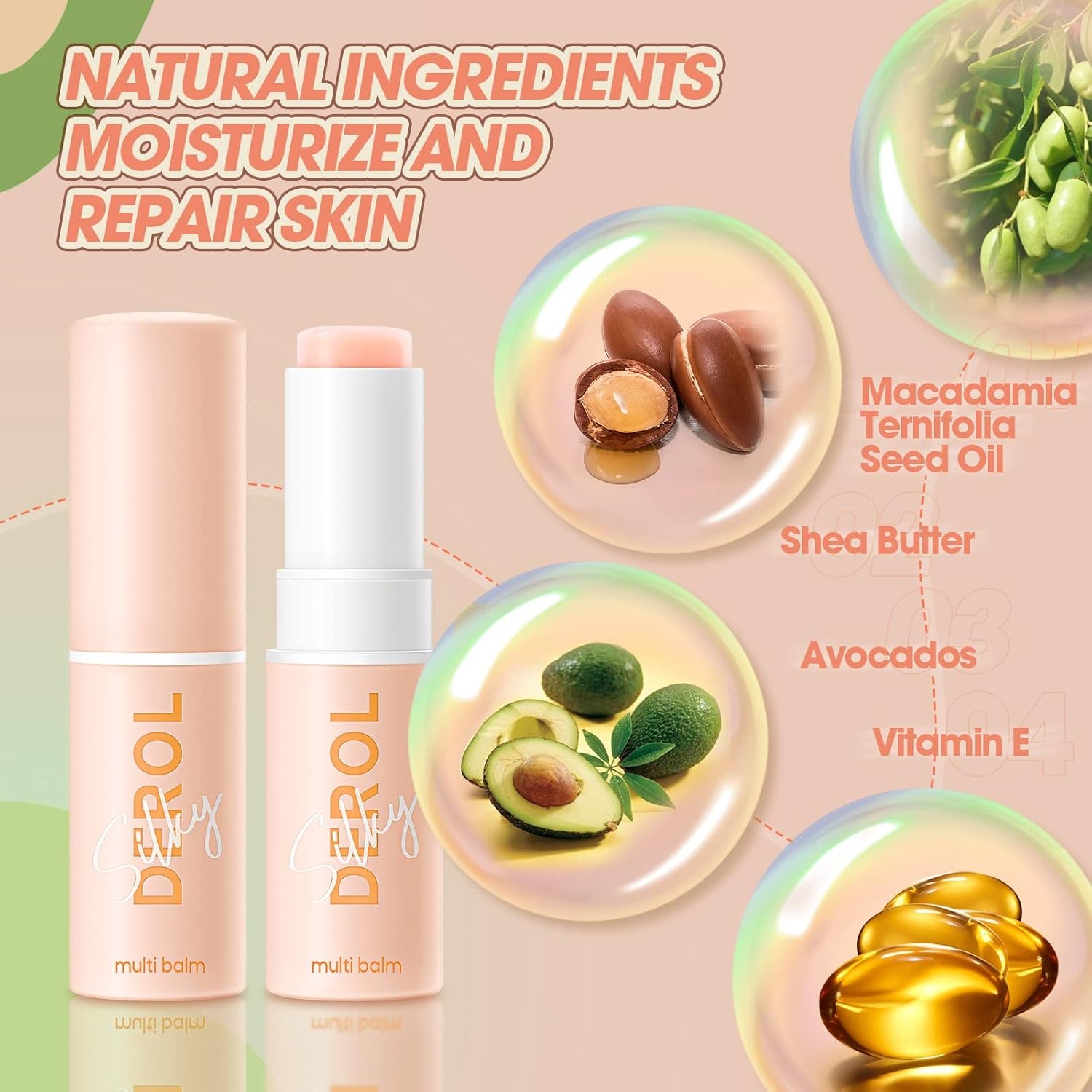 2PCS Wrinkle Repair Moisturizing Multi Balm Stick, Anti-Wrinkle Face Balm Eye Balm Body Hydrating Face Moisturizer, Wrinkle Balm Stick Face Skin Collagen Moisturizer for Dry Skin (7G/0.246 Oz)