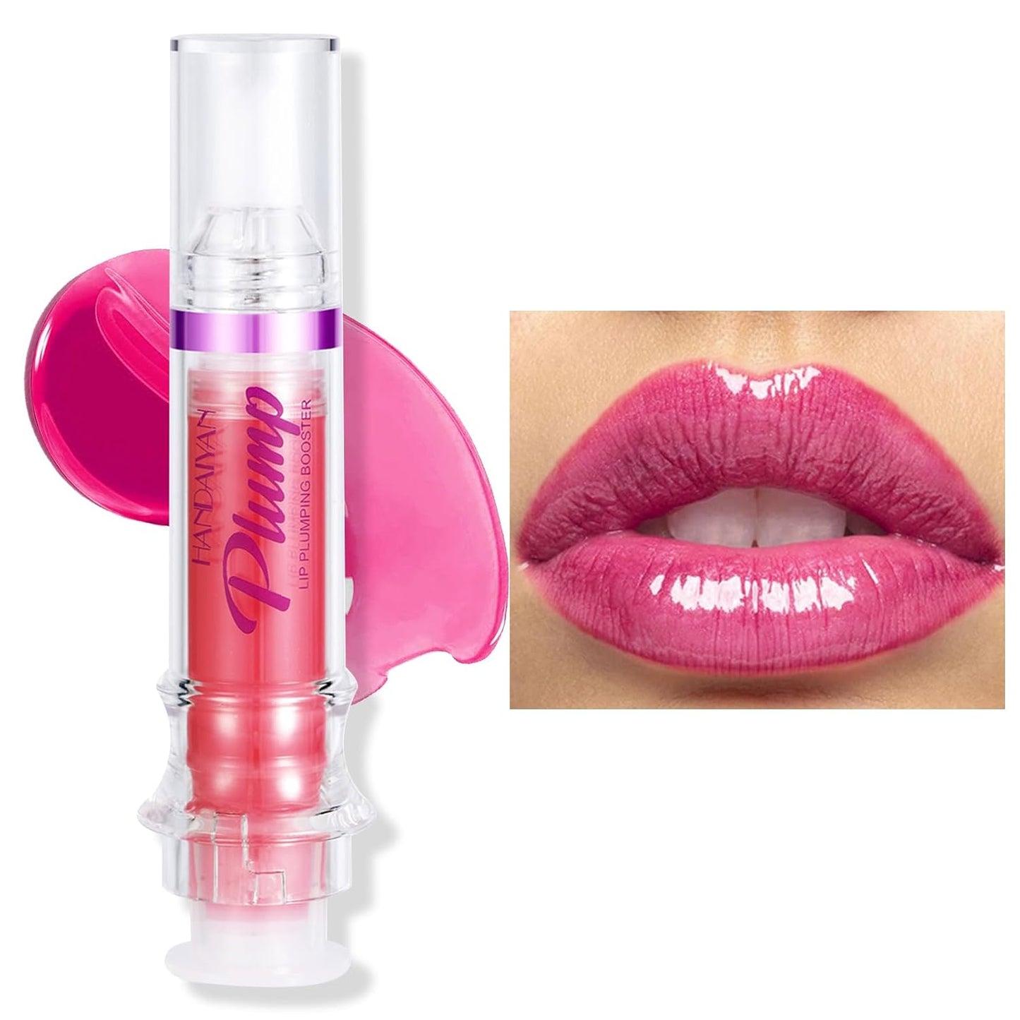 Erinde Lip Plumper Gloss, Natural Spicy Lip Plumping Booster Lip Plumping Oil, Ultra-Hydrating & Nourishing Plump and Pout Lip Plumper, Glossy Finish Fuller Lip Plumping Lip Gloss for Women Girls, 02#