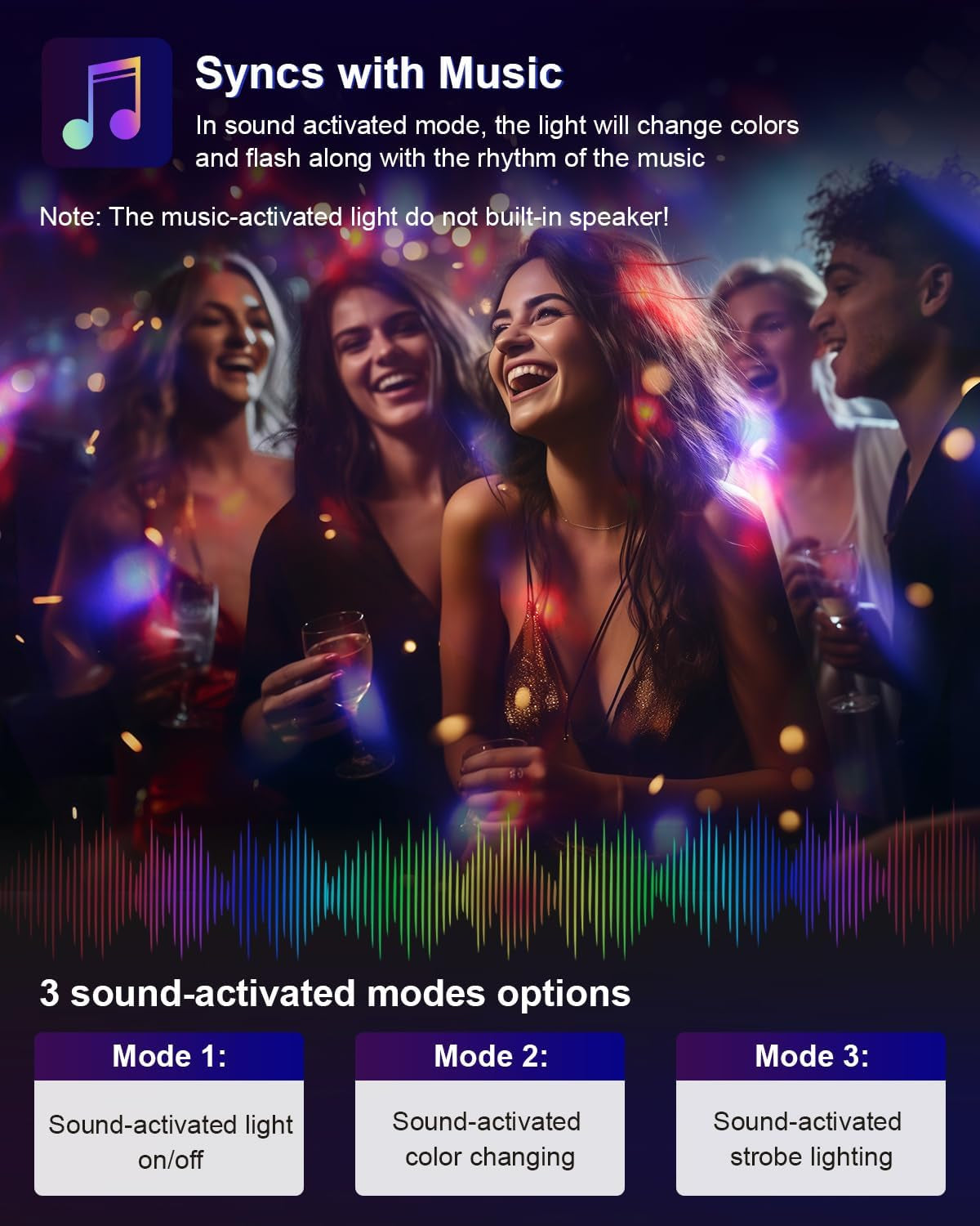 Luditek Sound Activated Party Lights - Remote Control DJ Disco Ball Strobe Lamp for Epic Home Dance Parties, Birthdays, Karaoke & Festive Decorations!