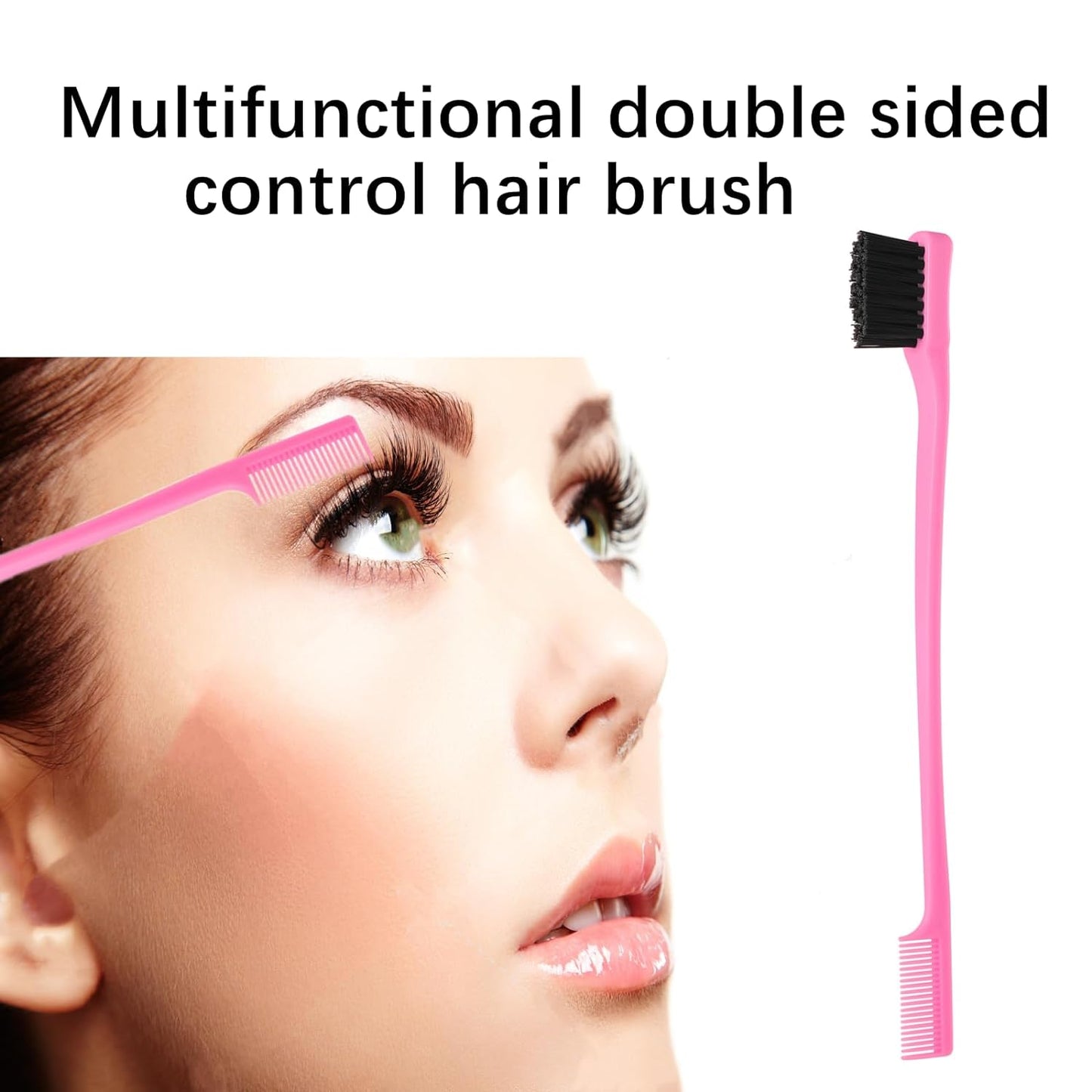 8Pcs Hair Brushes Set with 4Pcs Topsy Hair Tail Tools 1Pcs Bristle Teasing Hair Brush 1Pcs Edge Control Brush 2Pcs Metal Pin Rat Tail Combs for Woman Girl Hair Styling,Edge&Back Brushing Pink