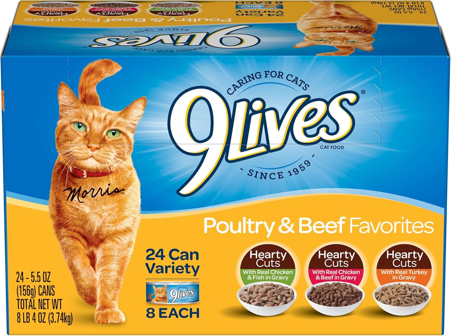 9Lives Poultry and Beef Variety Pack, 5.5 Ounce Can (Pack of 24)