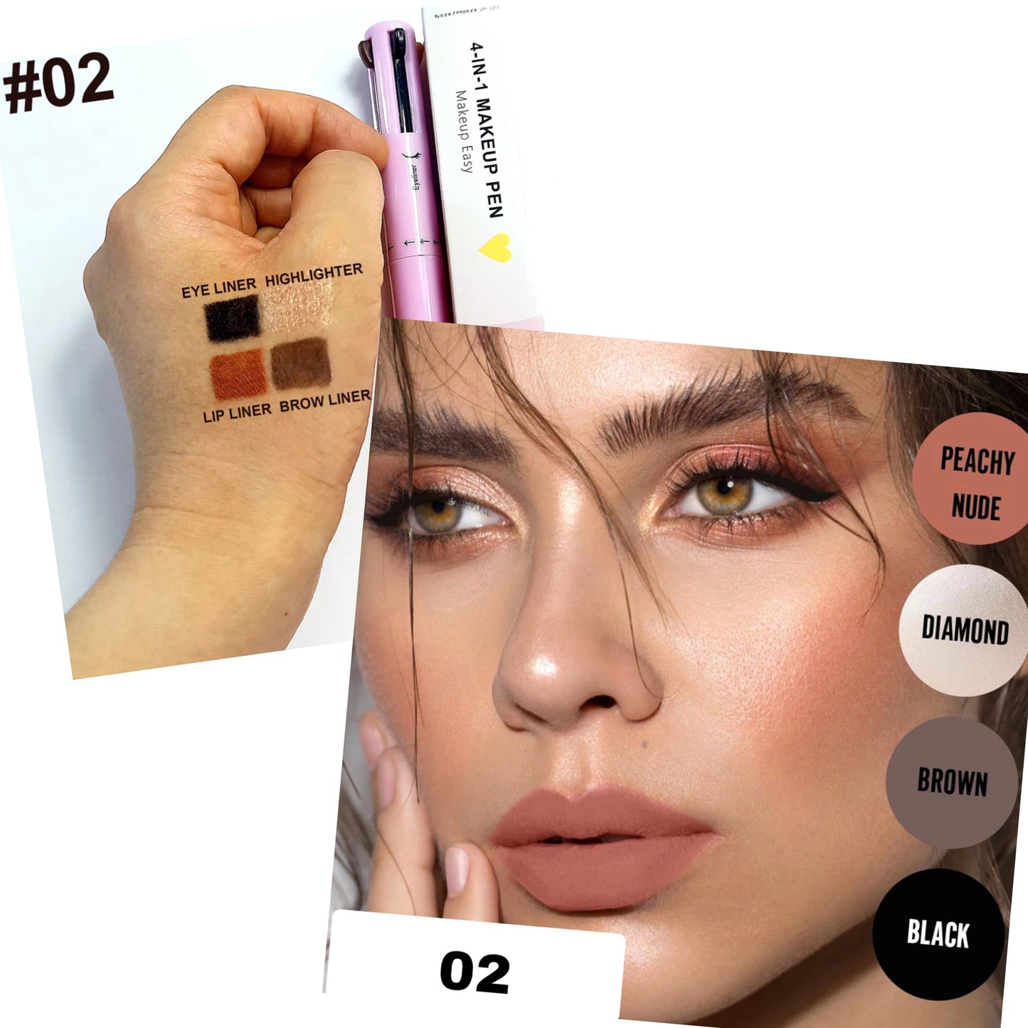 4 In 1 Makeup Pen Eyebrow Pencil Waterproof Drawing Eye Brow Long Lasting Easy Color Eyeliner Eyebrow Pen Sweatproof Makeup Pen