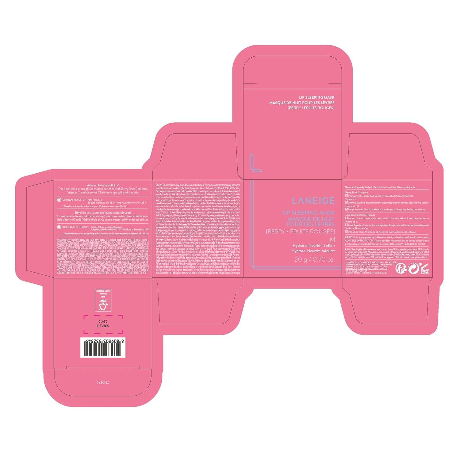 LANEIGE Lip Sleeping Mask Stocking Stuffer: Nourish, Hydrate, Vitamin C, Murumuru & Shea Butter, Antioxidants, Flaky, Dry Lips