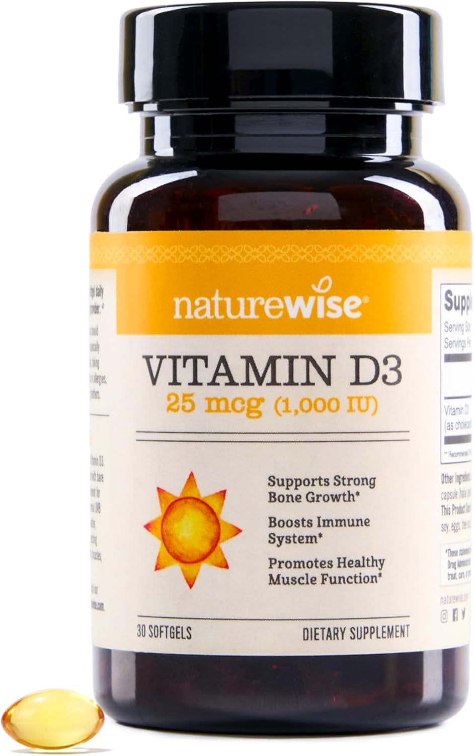 Naturewise Vitamin D3 5000Iu (125 Mcg) 1 Year Supply for Healthy Muscle Function, and Immune Support, Non-Gmo, Gluten Free in Cold-Pressed Olive Oil, Packaging Vary ( Mini Softgel), 360 Count
