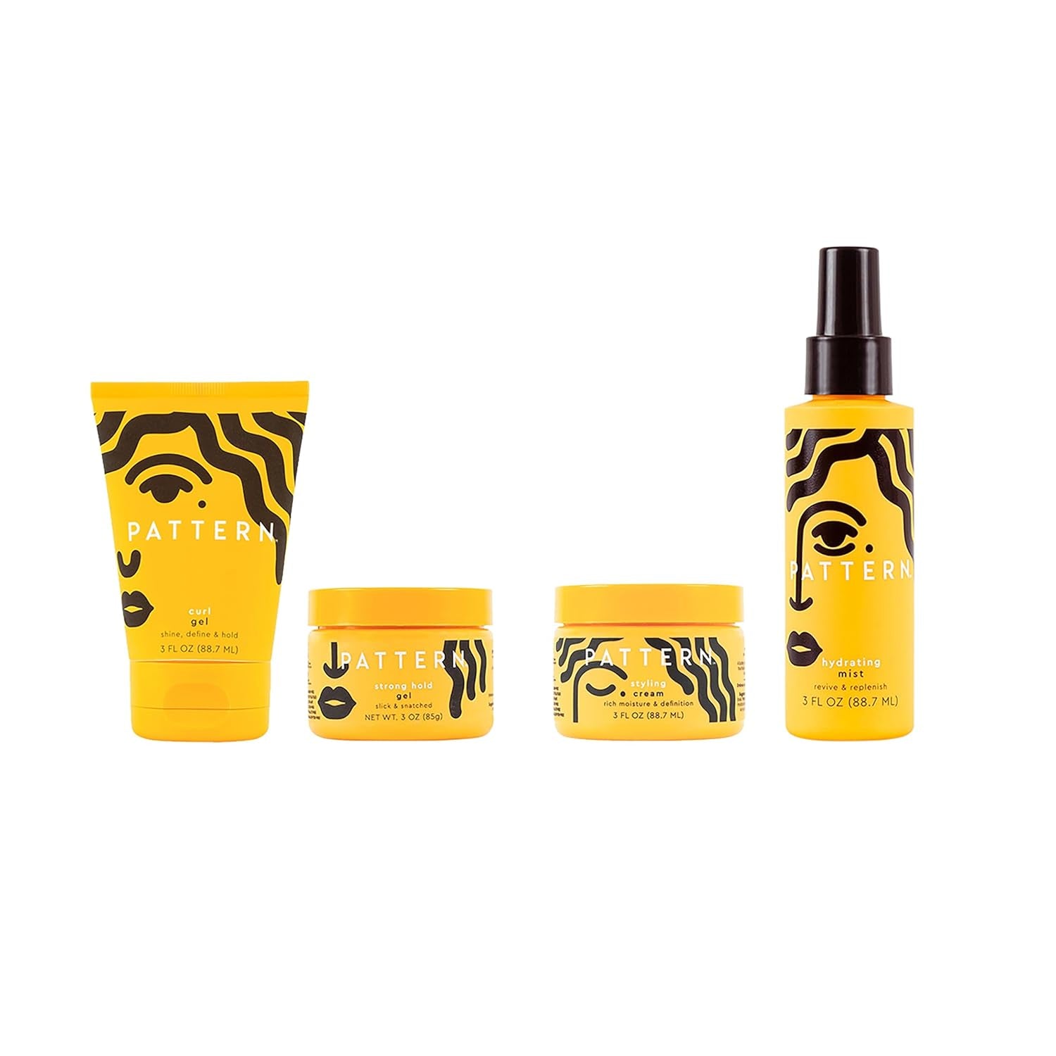 PATTERN Beauty Mini Stylers Kit for Curly, Coily & Tight Textured Hair - Includes Hydrating Mist, Curl Gel, Styling Cream & Strong Hold Gel