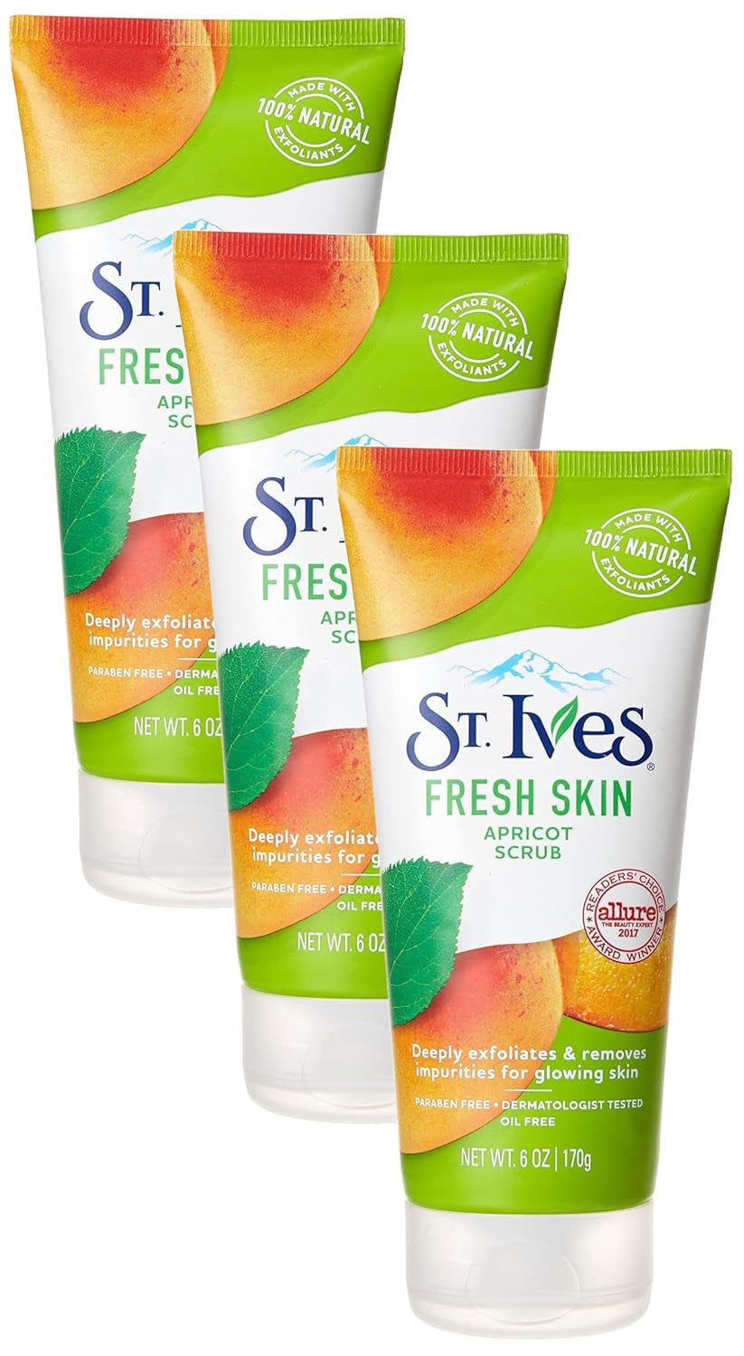 St. Ives Fresh Skin Apricot Face Scrub, Deep Exfoliator Skin Care for Clean, Glowing Skin, Oil-Free Facial Scrub Made with 100% Natural Exfoliants, 6 Oz