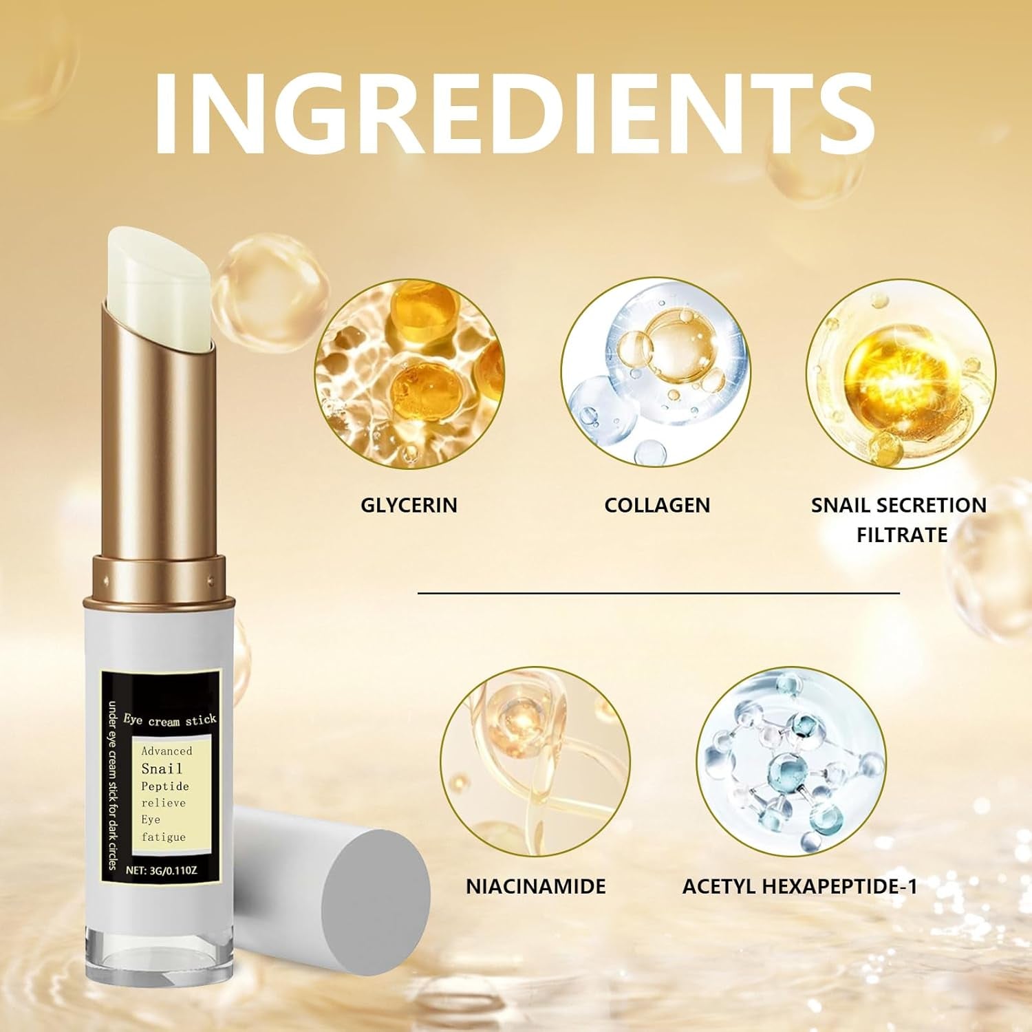COSMOO Snail Peptide Advanced under Eye Cream for Dark Circles, with Snail Mucin, Advanced Snail Eye Stick for Puffiness & Bags, Reduce Wrinkles, Fine Lines, Moisturizating Skin