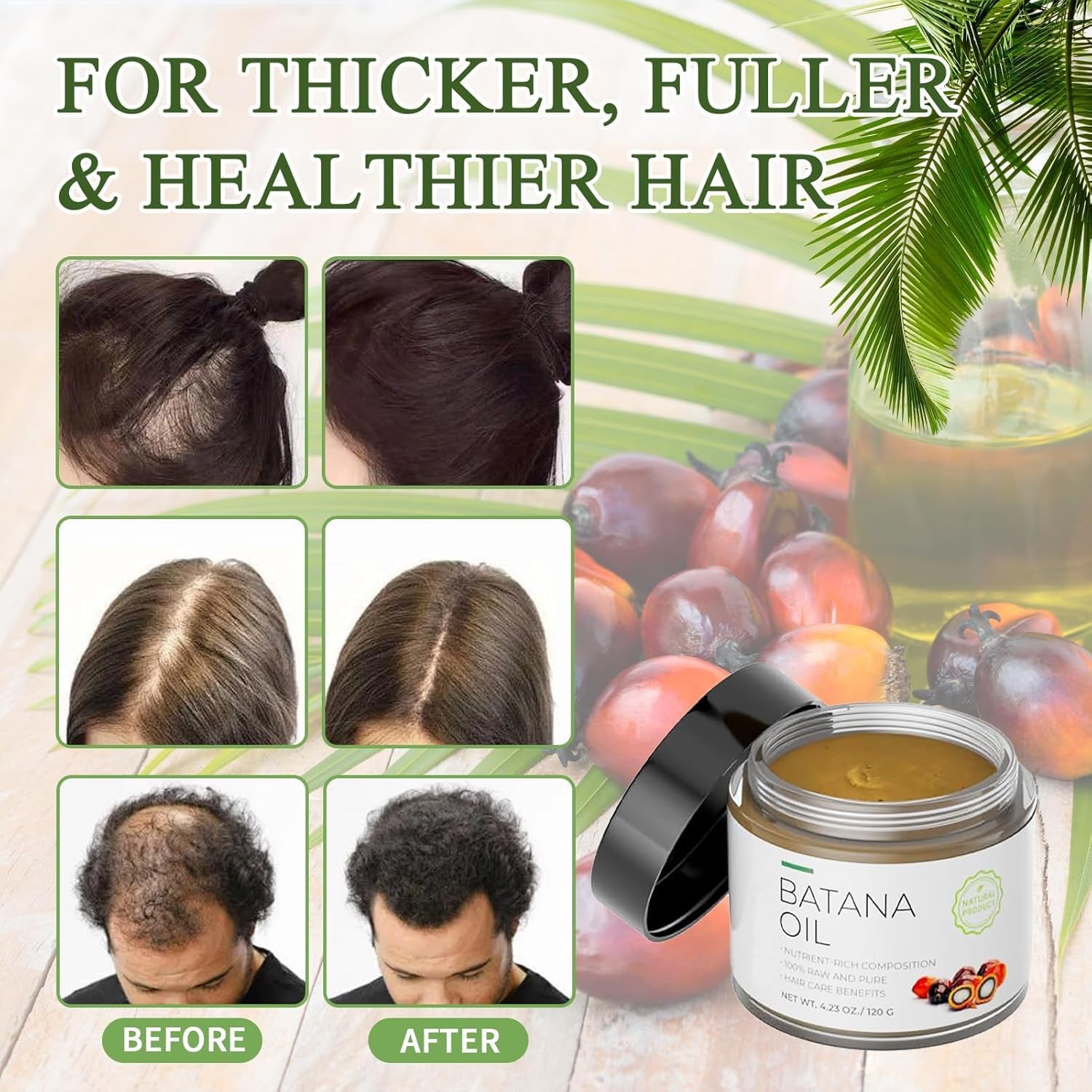Generic Raw Batana Oil for Hair Growth: 100% Pure - Dr. Sebi Batana Oil from Honduras Unrefined Promotes Hair Thickness for Men & Women 4.2 OZ.