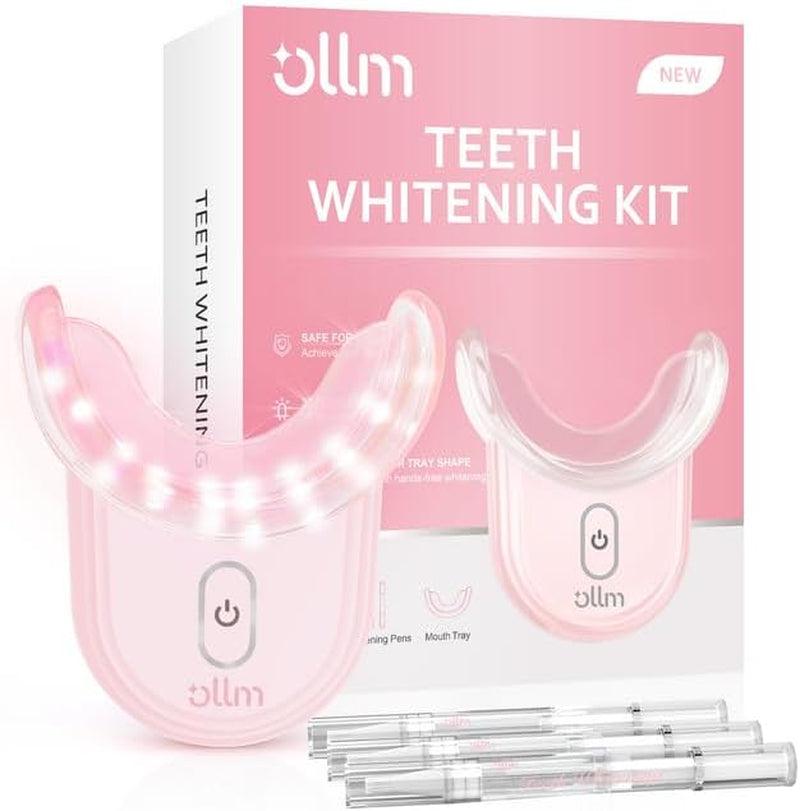 Teeth Whitening Kit Gel Pen Strips - Ollm Specially Formulated for Sensitive Teeth, Gum, Braces Care 32X LED Light Tooth Whitener, Professional Oral Beauty Products Dental Tools 2 Mouth Trays