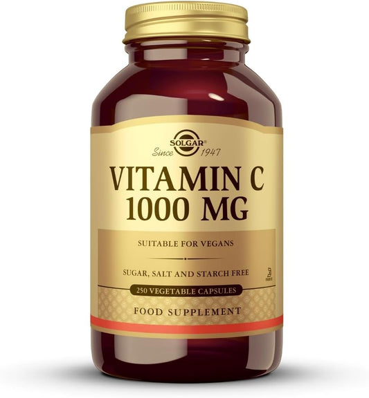 Solgar Vitamin C 1000 Mg, 250 Vegetable Capsules - Antioxidant & Immune Support - Overall Health - Healthy Skin & Joints - Bioflavonoids Supplement - Non GMO, Vegan, Gluten Free, Kosher - 250 Servings