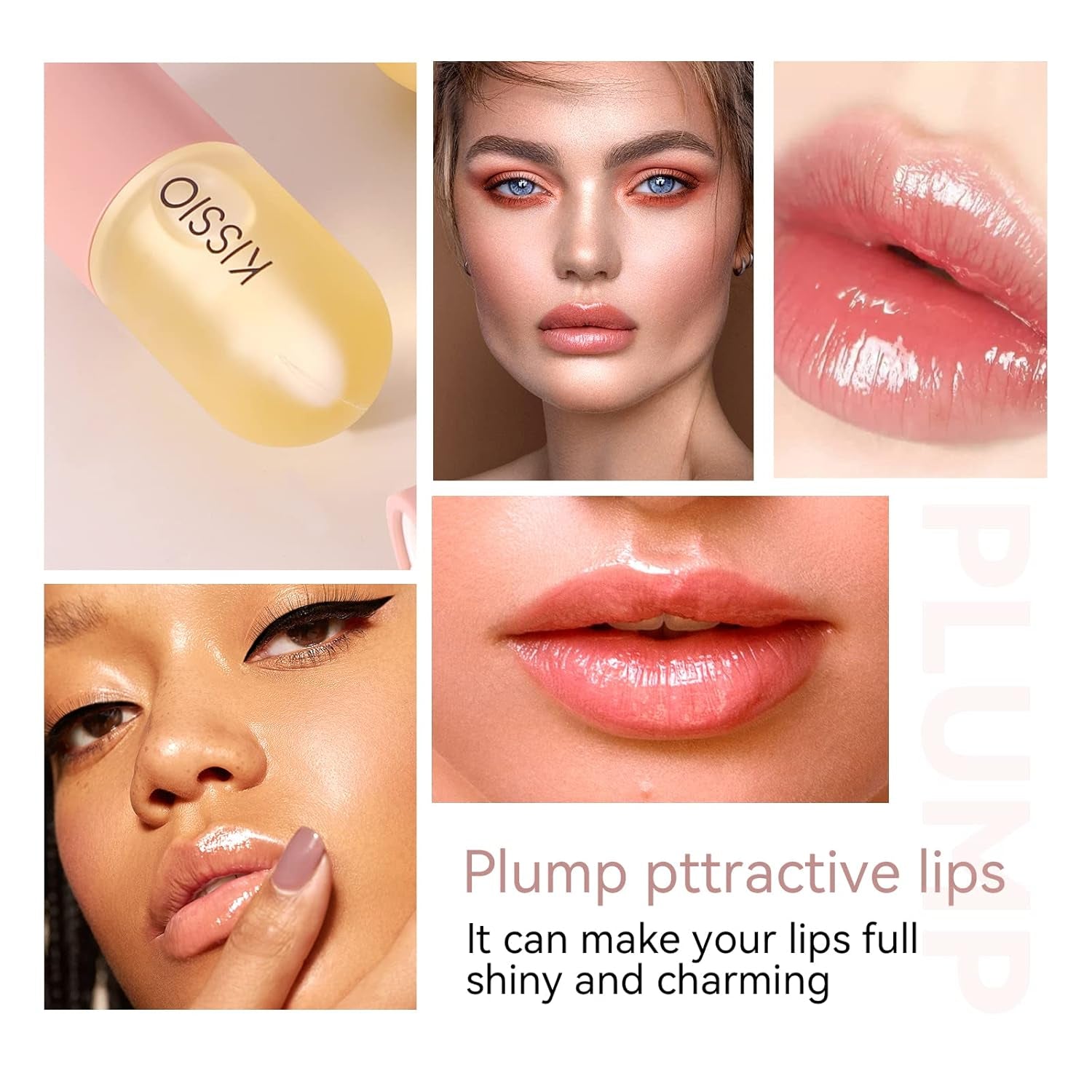 KISSIO Lip Plumper,Natural Lip Plumper for Day Use,Lip Plumping Gloss Make Lips Fuller and Moisturizing 5.5Ml,Lip Mask,Hydrating & Reduce Fine Lines,Beautiful Fuller