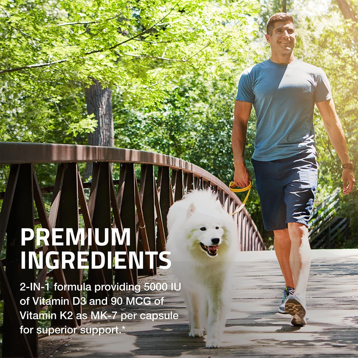 Bronson Vitamin K2 (MK7) with D3 Supplement Non-Gmo Formula 5000 IU Vitamin D3 & 90 Mcg Vitamin K2 MK-7 Easy to Swallow Vitamin D & K Complex, 120 Capsules.