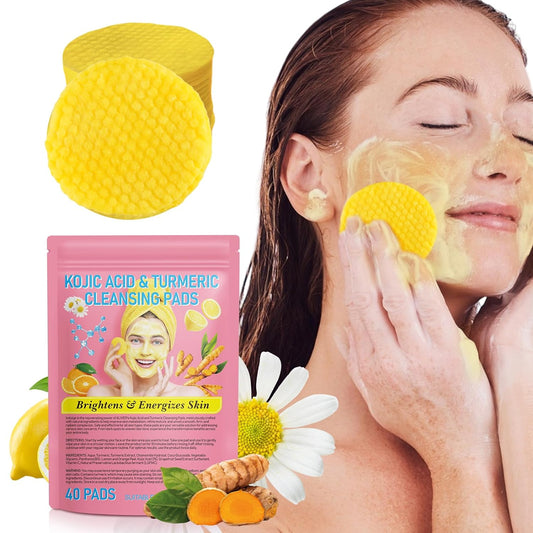 Turmeric Cleansing Pads for Dark Spots,Turmeric Cleansing Pads for Face,Turmeric Face Scrub Pads,Turmeric Pads for Face Cleansing and Exfoliation (40 PCS)