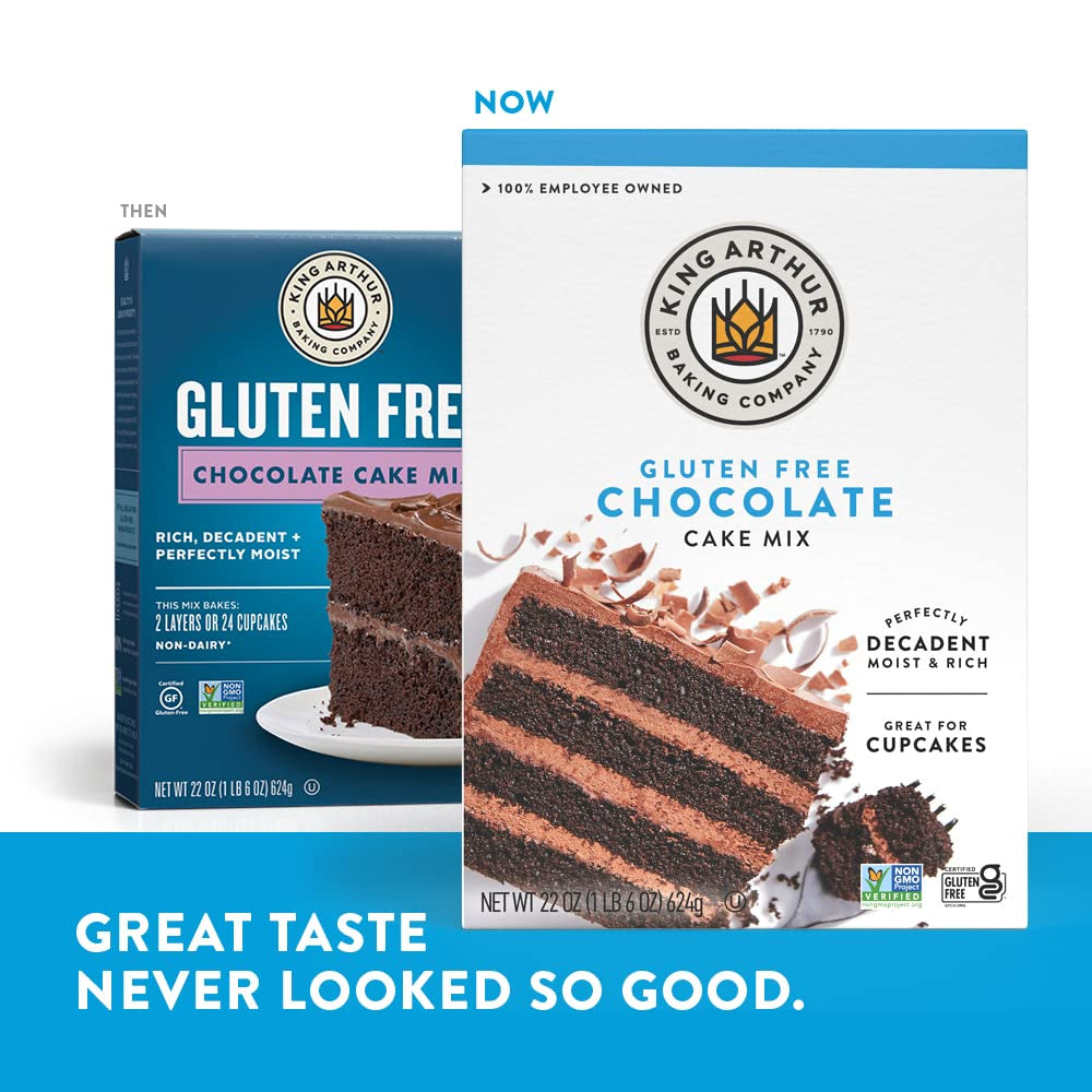 King Arthur Gluten Free Chocolate Cake Mix: Rich, Moist, and Delicious Dessert for Birthdays and Special Occasions - Non-Gmo, Kosher, Non-Dairy Baking Mix (22 Oz)