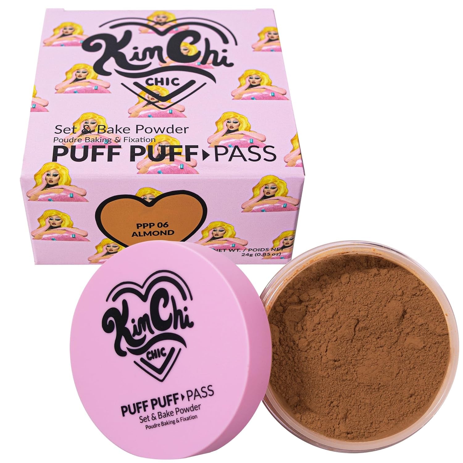 Kimchi Chic Beauty Puff Puff Pass Set and Bake Powder, Loose Face Powder with Extra Fluffy Setting Powder Puff, Soft Natural Face Makeup for Uneven Skin Tone, 03 Translucent