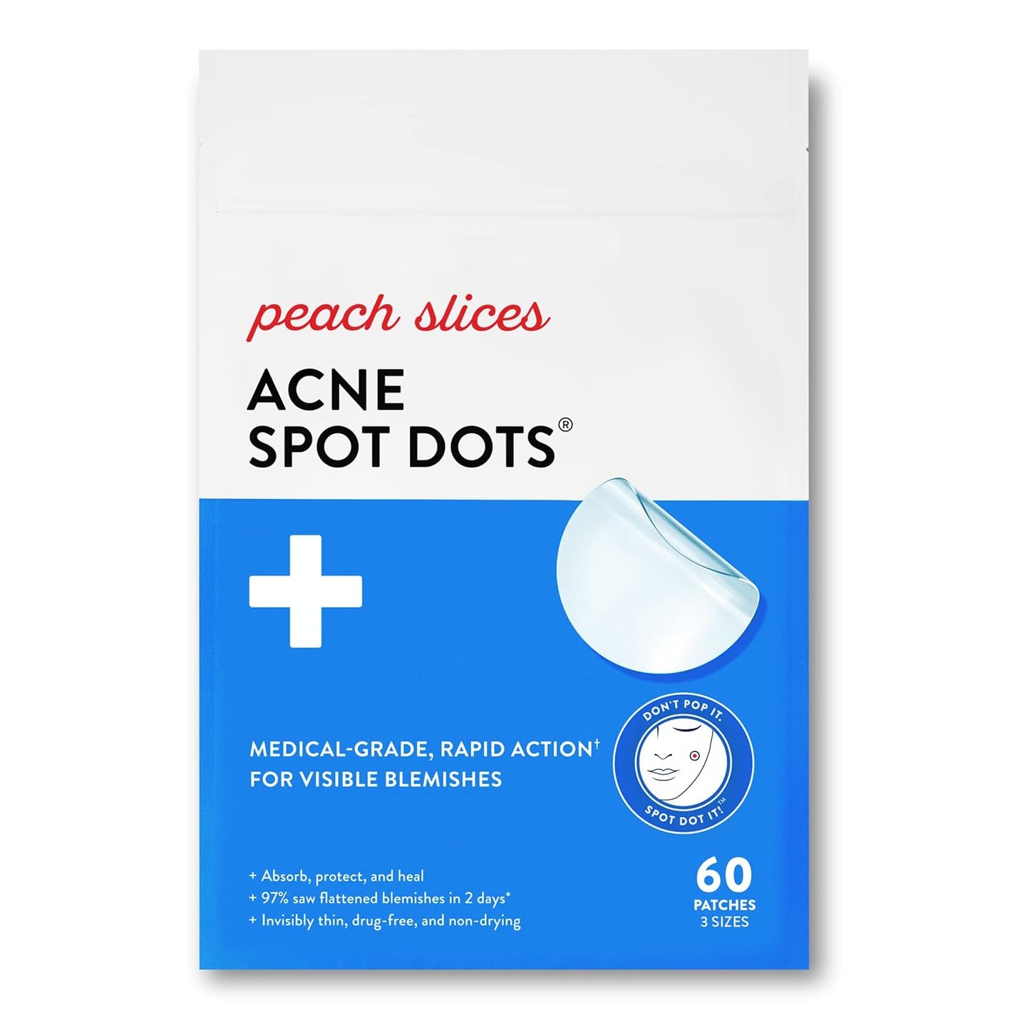 Peach Slices | Acne Spot Dots | Hydrocolloid Acne Patches | for Zits, Blemishes, & Breakouts | Vegan | Cruelty-Free | Pimple Patches | Facial Skin Care Products | 3 Sizes (7Mm, 10Mm, & 12Mm) | 30 Ct