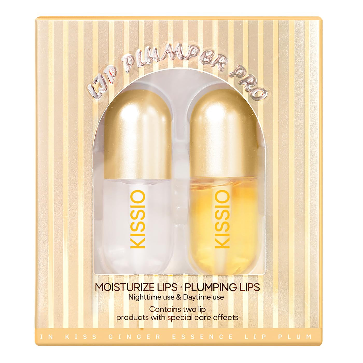 KISSIO Lip Plumper,Natural Lip Plumper for Day Use,Lip Plumping Gloss Make Lips Fuller and Moisturizing 5.5Ml,Lip Mask,Hydrating & Reduce Fine Lines,Beautiful Fuller