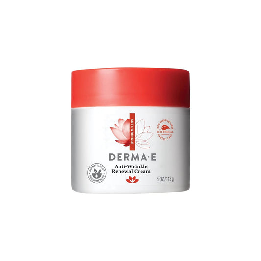 Derma E Anti-Wrinkle Renewal Skin Cream – Vitamin a Wrinkle Treatment Cream – Vegan Anti-Aging Moisturizer to Smooth & Renew Aging Skin, 4 Oz