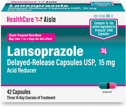 Healthcareaisle Lansoprazole 15 Mg – 42 Delayed-Release Capsules – Acid Reducer, Treats Frequent Heartburn