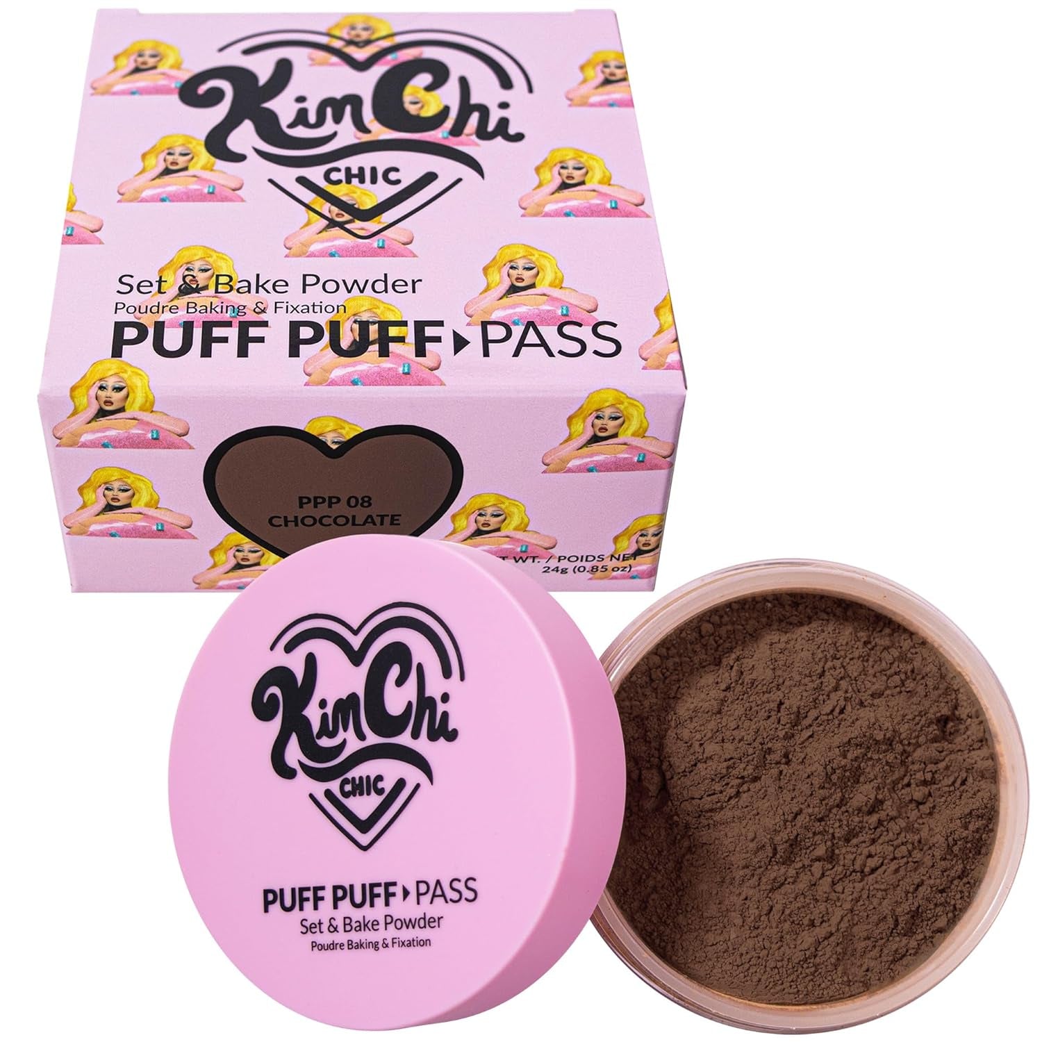Kimchi Chic Beauty Puff Puff Pass Set and Bake Powder, Loose Face Powder with Extra Fluffy Setting Powder Puff, Soft Natural Face Makeup for Uneven Skin Tone, 03 Translucent
