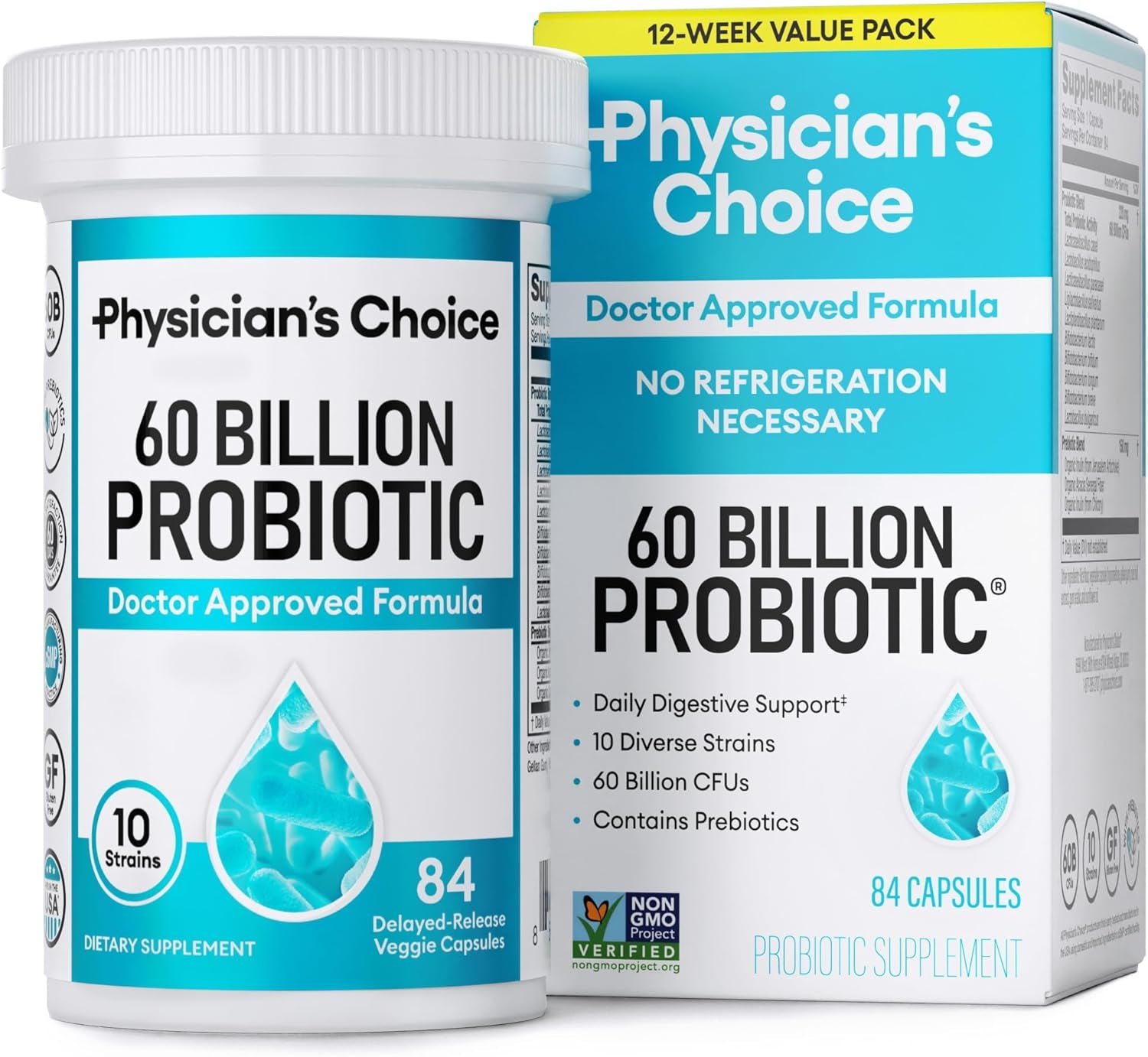 Physician'S Choice Probiotics 60 Billion CFU - 10 Strains + Organic Prebiotics - Immune, Digestive & Gut Health - Supports Occasional Constipation, Diarrhea, Gas & Bloating - for Women & Men - 30Ct