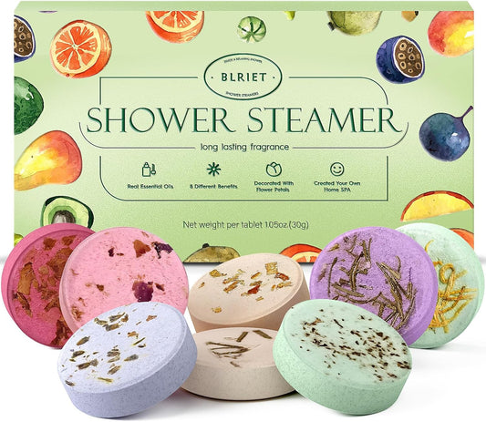 Shower Steamers Aromatherapy Stocking Stuffers Christmas Gifts for Women 8 PCS, Shower Bombs Gifts for Mom with Lavender Fruit Natural Essential Oils, Self Care Gifts for Women & Lover