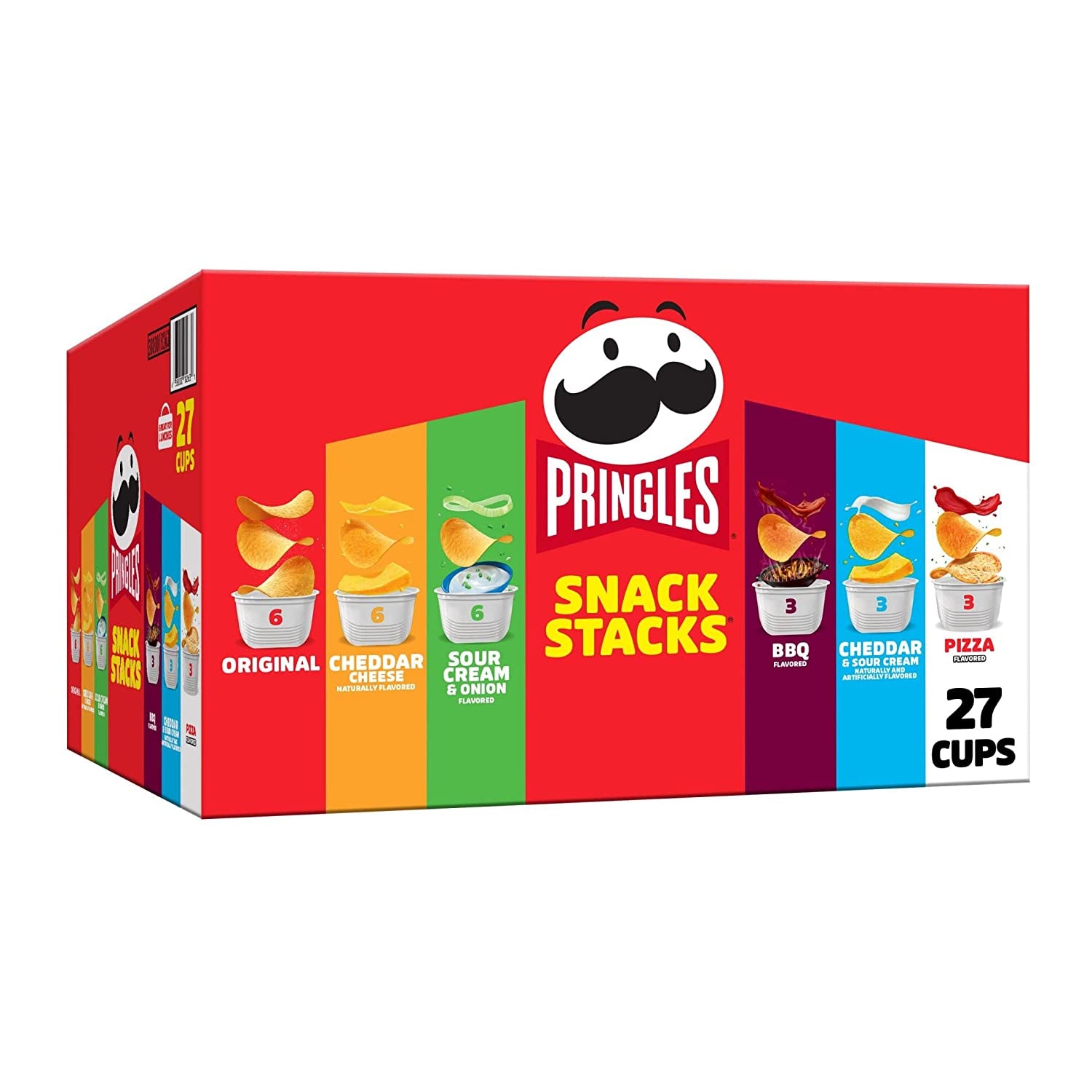 Pringles Potato Crisps Chips, Lunch Snacks, On-The-Go Snacks, Snack Stacks, Variety Pack, 19.3Oz Box (27 Cups)​​