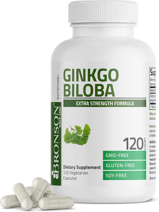 Bronson Ginkgo Biloba Extra Strength Supports Brain Function & Memory Support, 120 Vegetarian Capsules
