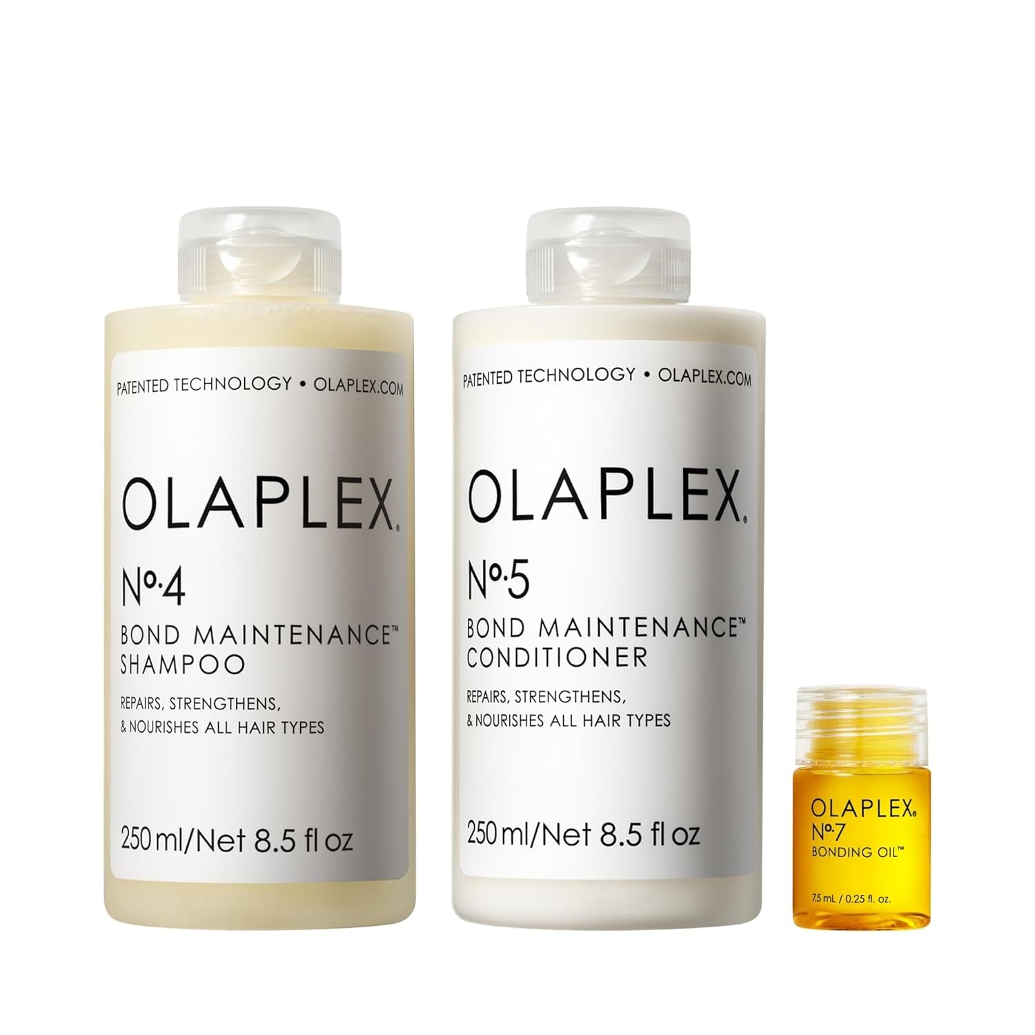 Olaplex Wash and Shine Hair Kit: No. 4, 5, 7, Shampoo & Conditioner Set to Cleanse, Hydrate, & Control Frizz up to 72 Hours, Bonding Oil for Shine & Protect, for All Hair Types