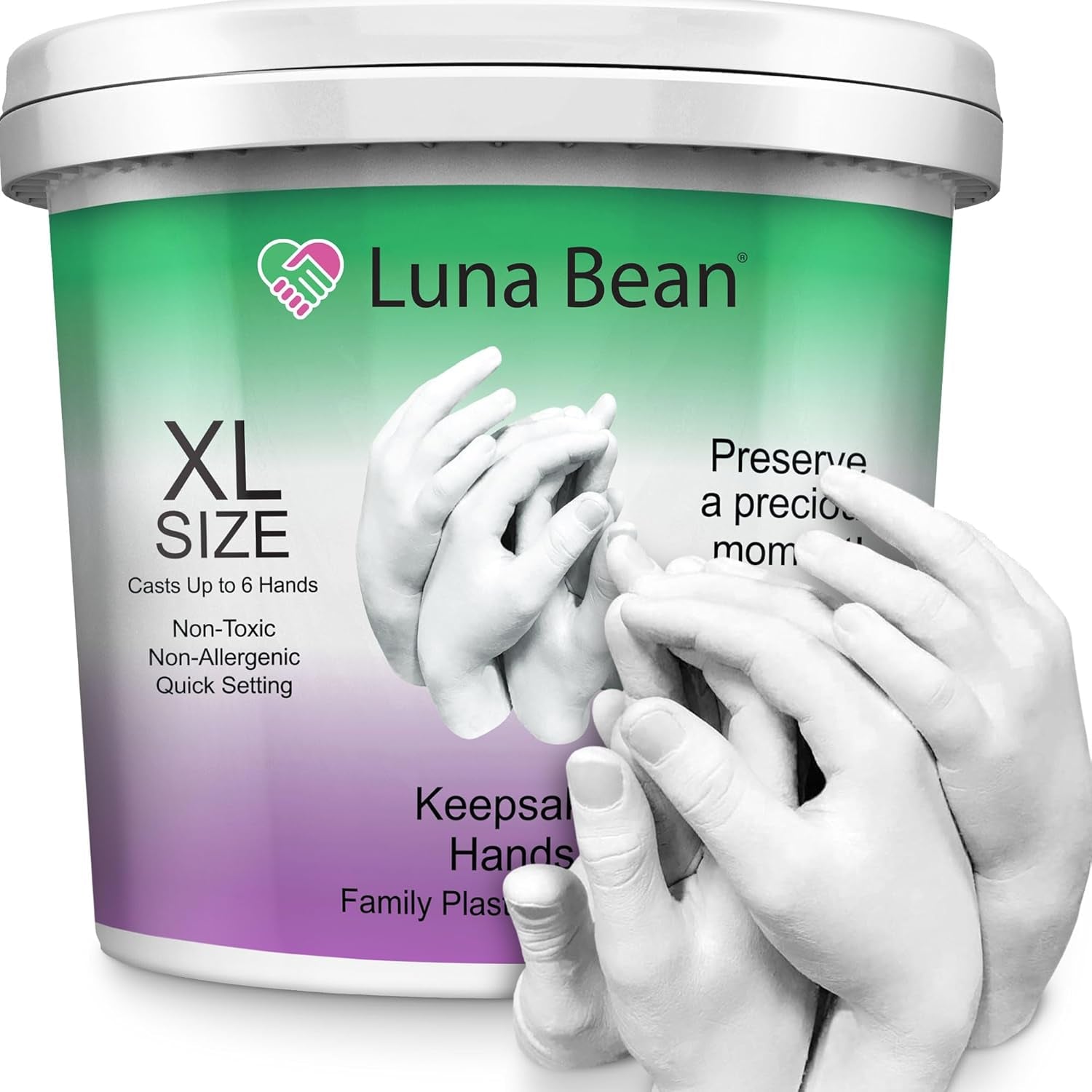 Luna Bean Hand Casting Kit - Couples Gifts Idea, Anniversary for Couple Gift, Mothers Day Gifts, Gifts for Women Men Mom, Hand Molding Kit, Valentines Day, Christmas, White Elephant Gifts for Adults