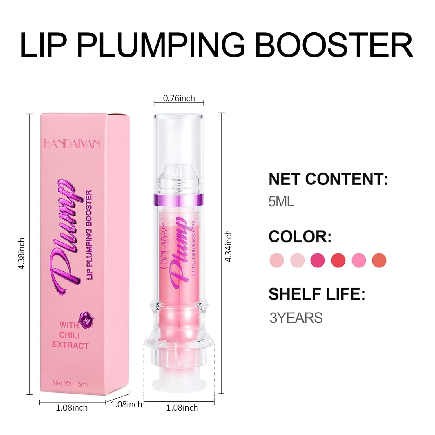 Erinde Lip Plumper Gloss, Natural Spicy Lip Plumping Booster Lip Plumping Oil, Ultra-Hydrating & Nourishing Plump and Pout Lip Plumper, Glossy Finish Fuller Lip Plumping Lip Gloss for Women Girls, 02#