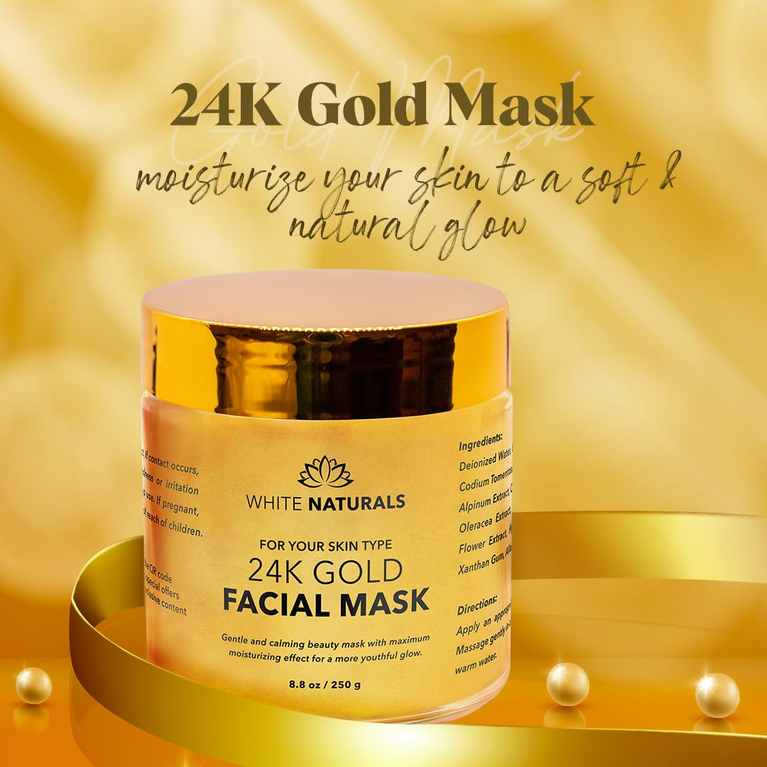 One Day Sale 24K Gold Facial Mask, Anti-Aging Gold Face Mask for Flawless & Moisturizes Skin, Helps Reduces Wrinkles, Fine Lines & Acne Scars, Removes Blackheads, Dirt & Oils