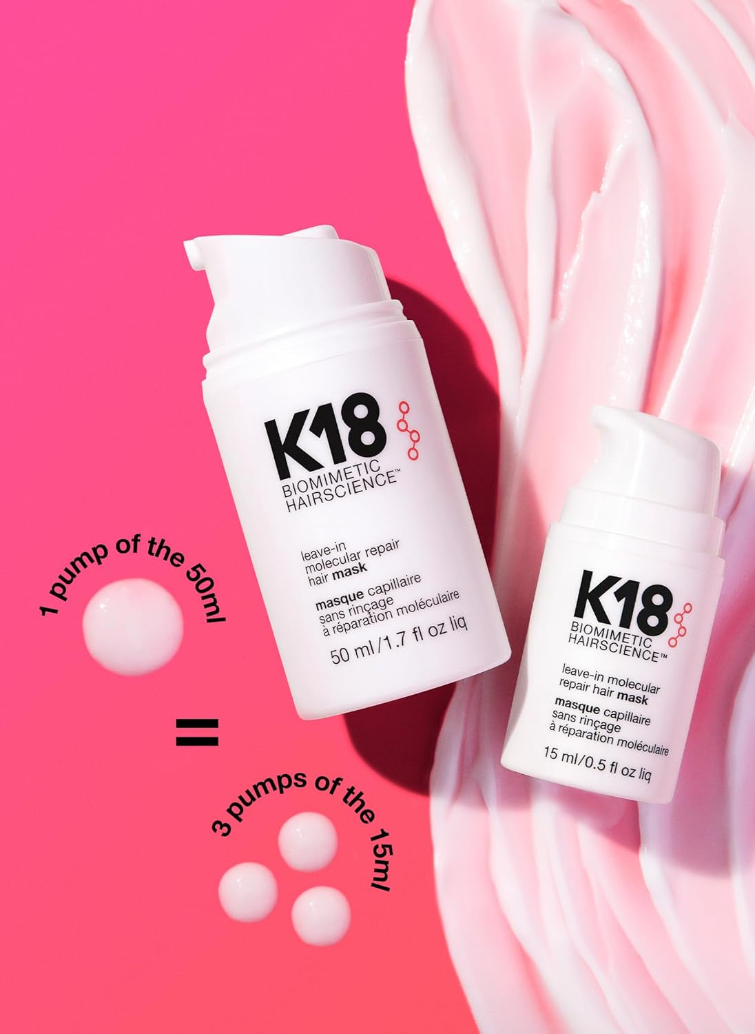 K18 Leave-In Molecular Hair Mask, Repairs Dry or Damaged Hair, Reverse Hair Damage from Bleach, Color, Chemical Services & Heat